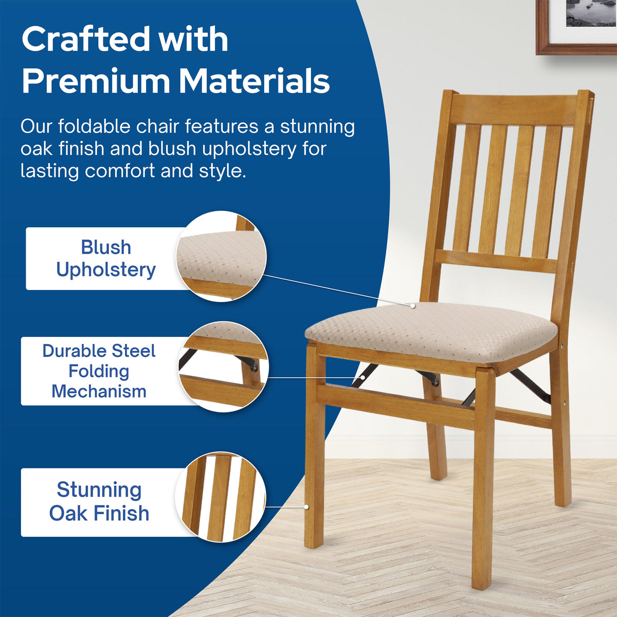 Stackmore Arts and Craft Wooden Folding Chairs with Padded Seats Set (Open Box)