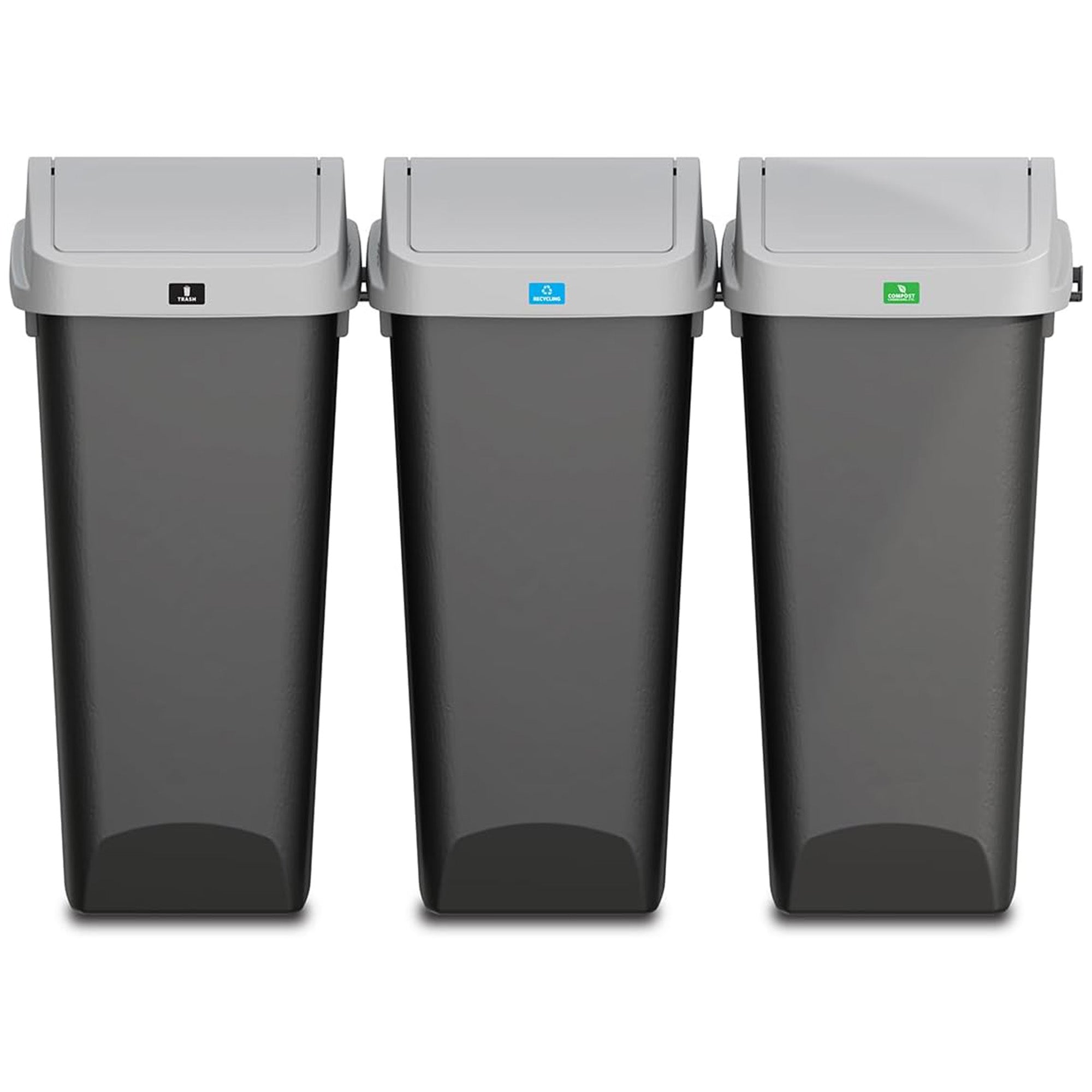 Glad Link & Sort 3-Piece Waste and Recycling Bin with Lid Set, 36 Gal,(Open Box) - VMInnovations