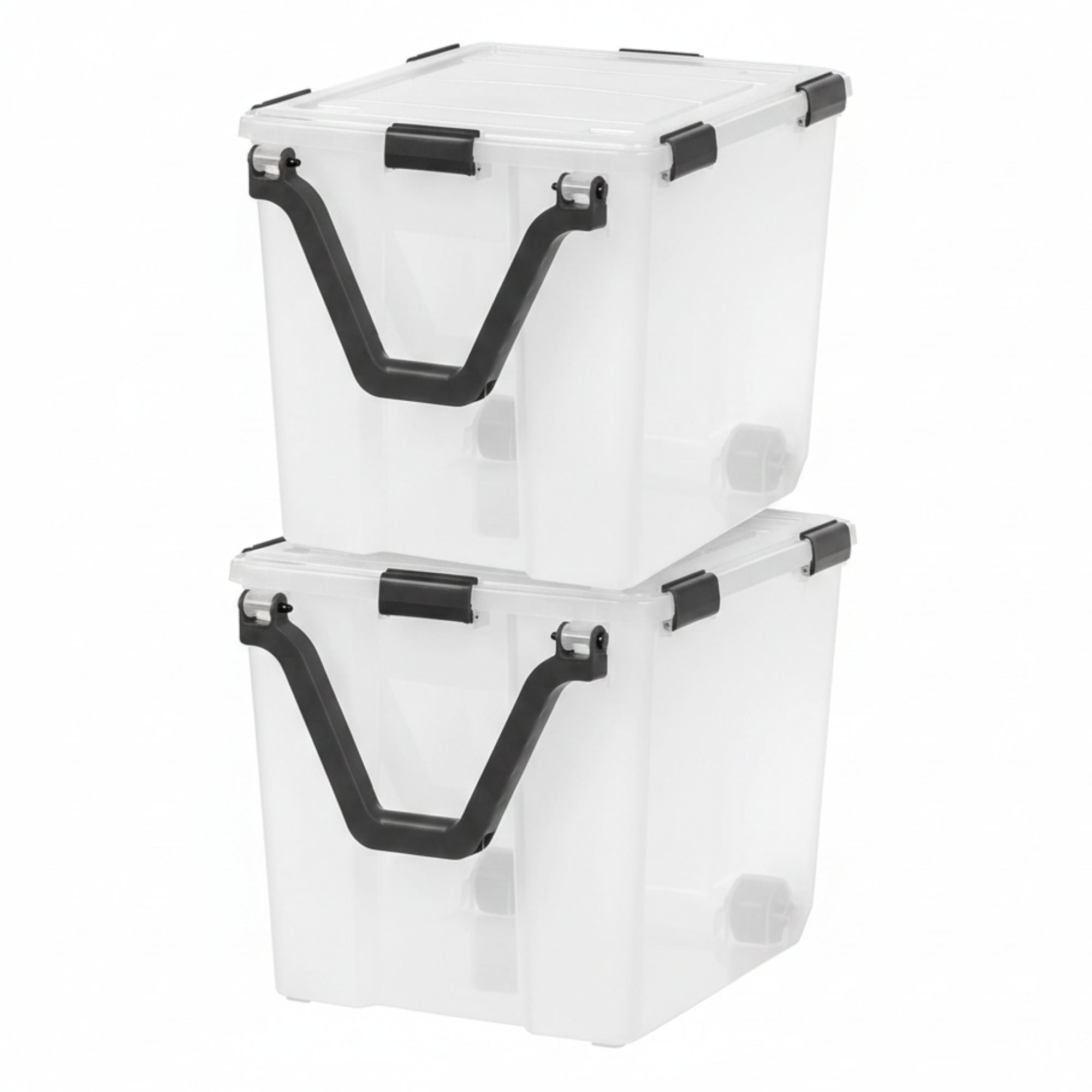 IRIS USA 6 Pack 106 Quart WEATHERPRO Wheeled Plastic Storage Bin with Secure Lid