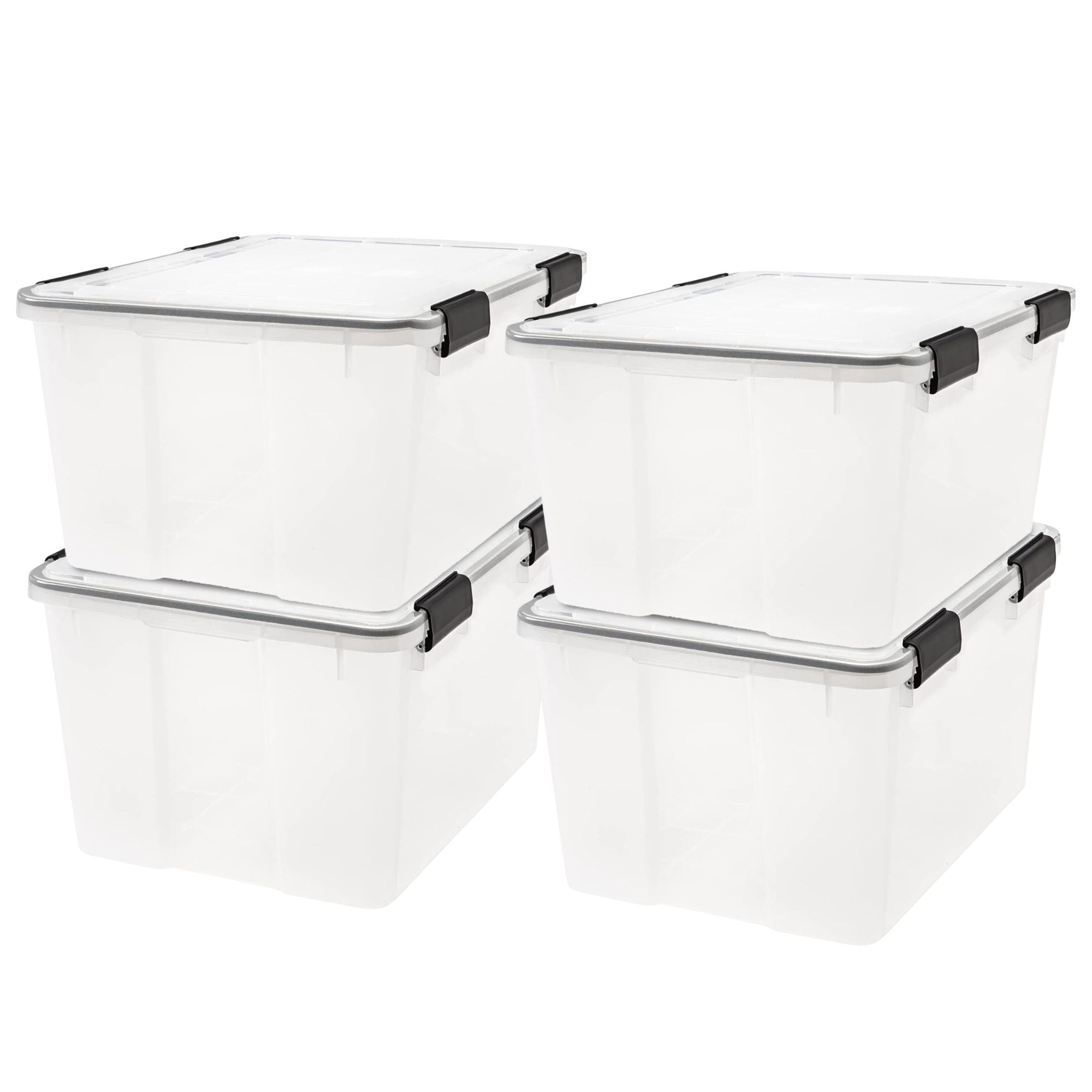 IRIS USA 4 Pack Storage Bins Plastic Gasket Box with Tight Latching Lids, 47 Qt - VMInnovations