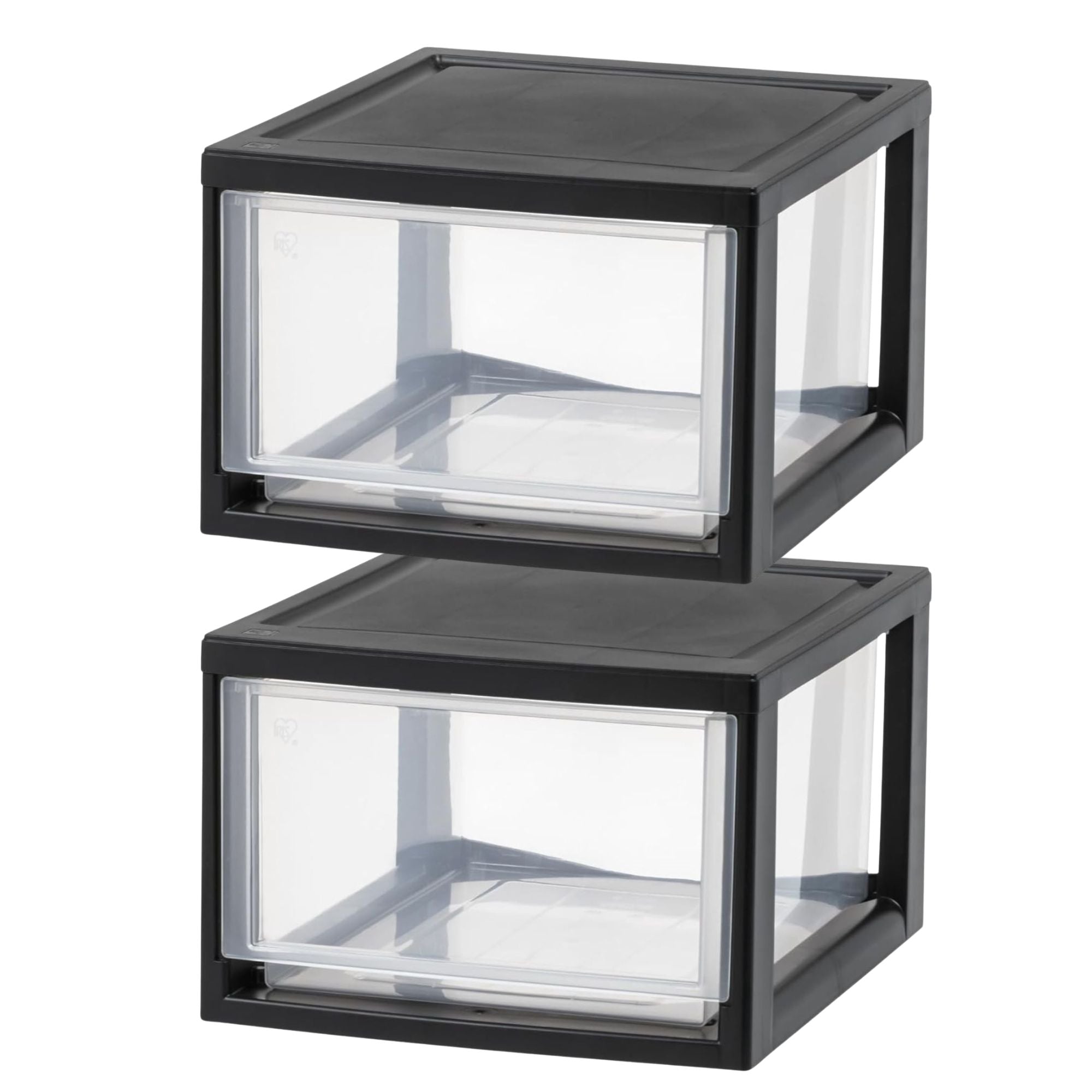 IRIS USA 6 Pack Plastic Drawer Storage Organizer, Stackable Unit, 14.5 Qt, Black