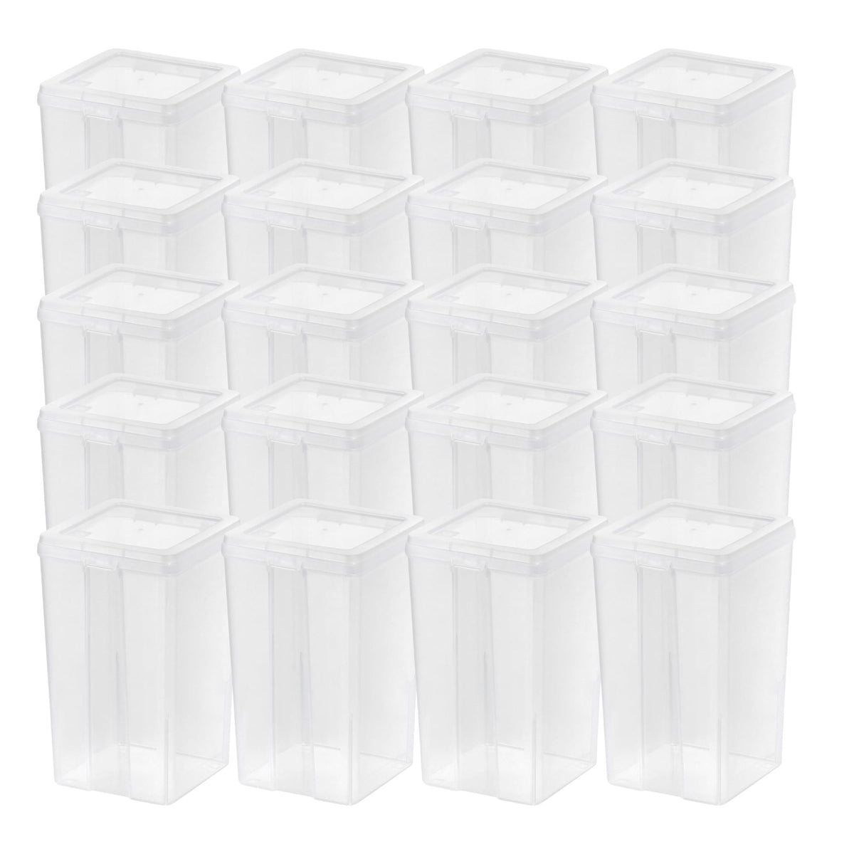 IRIS USA 20 Pack Vertical Flip Top Storage Container, Plastic Bins with Lids