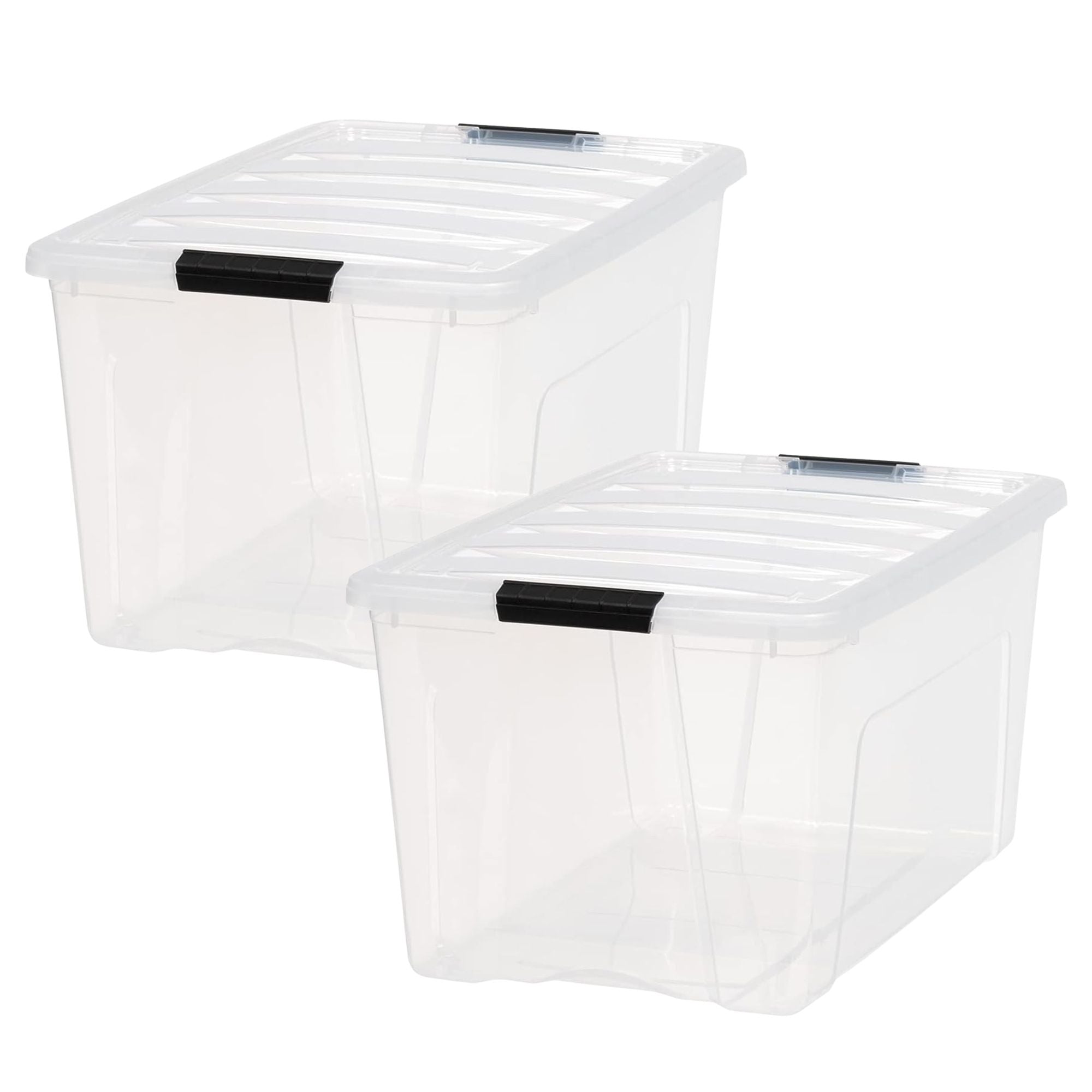 IRIS USA 4 Pack 72 Quart Storage Bins with Lids, Stackable Plastic Containers