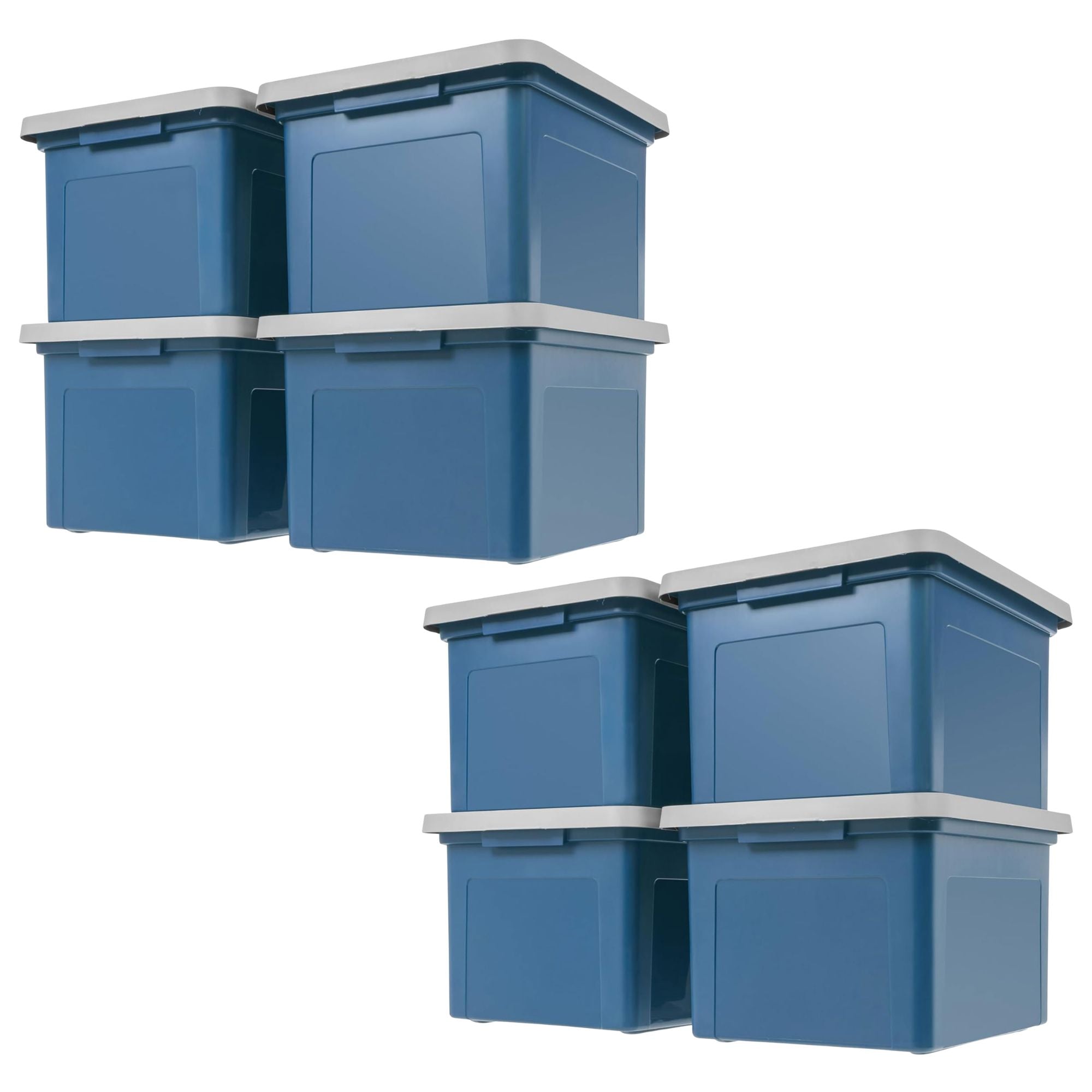 IRIS USA 8 Pack Plastic Organizer with Lids for Letter/Legal Files, Navy/Gray