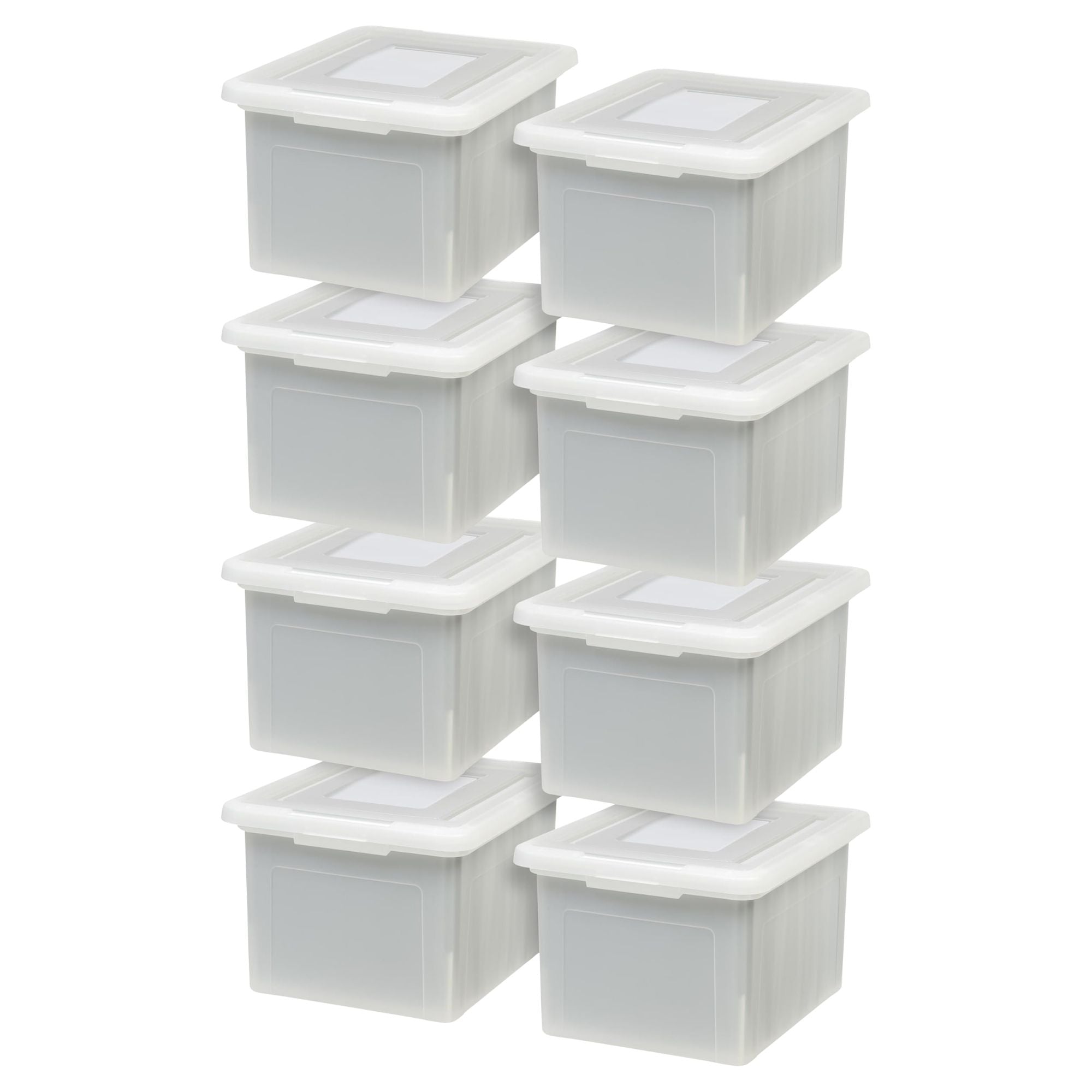 IRIS USA 8 Pack Plastic Organizer with Lids for Letter/Legal File, 35 Qt, Pearl