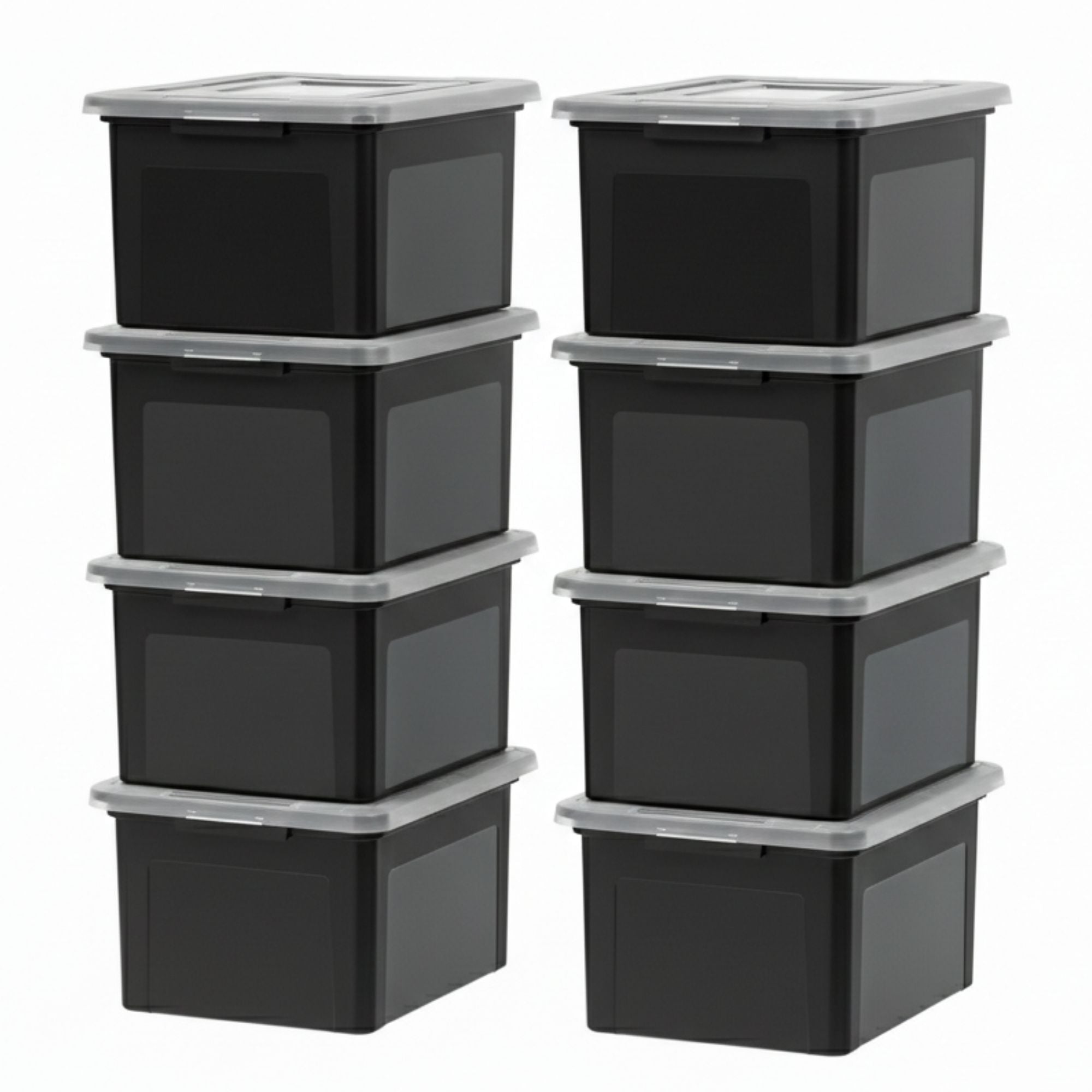 IRIS USA 8 Pack Plastic Organizer with Lids for Letter/Legal File, 35 Qt, Black