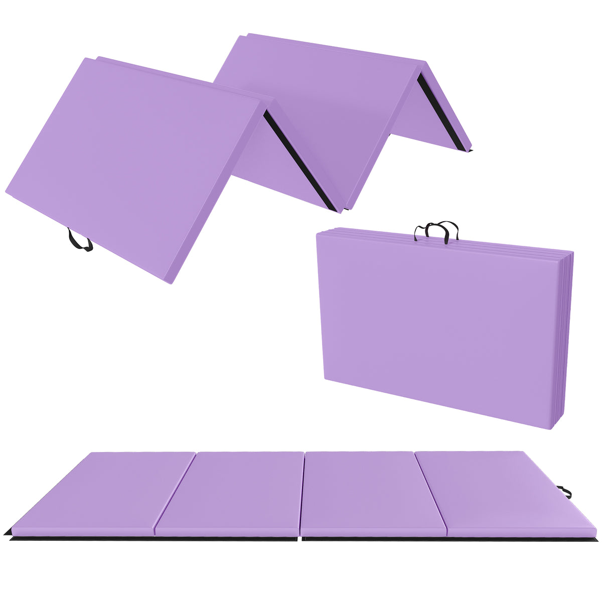 BalanceFrom Fitness 120x48" All Purpose Folding Gymnastics Exercise Mat, Purple