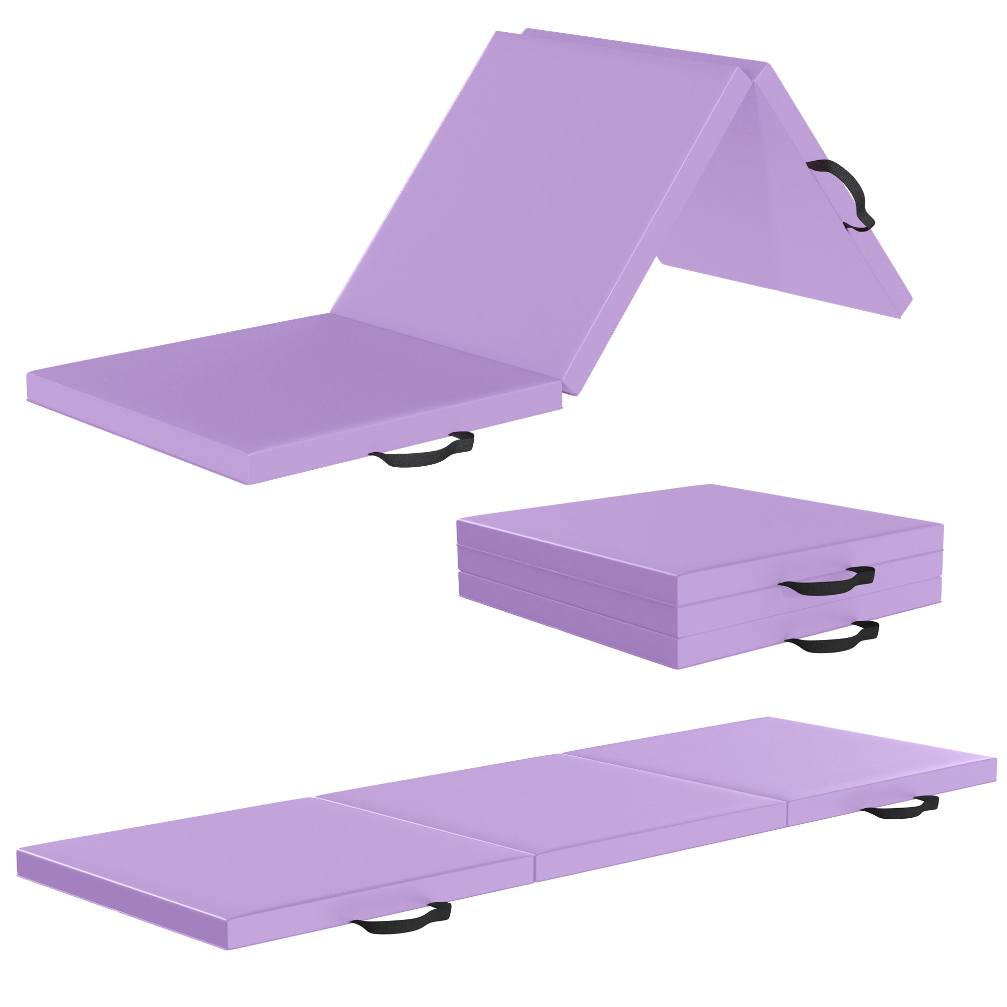 BalanceFrom Fitness GoGym 6x2' Folding 3 Panel Exercise Mat with Handles, Purple