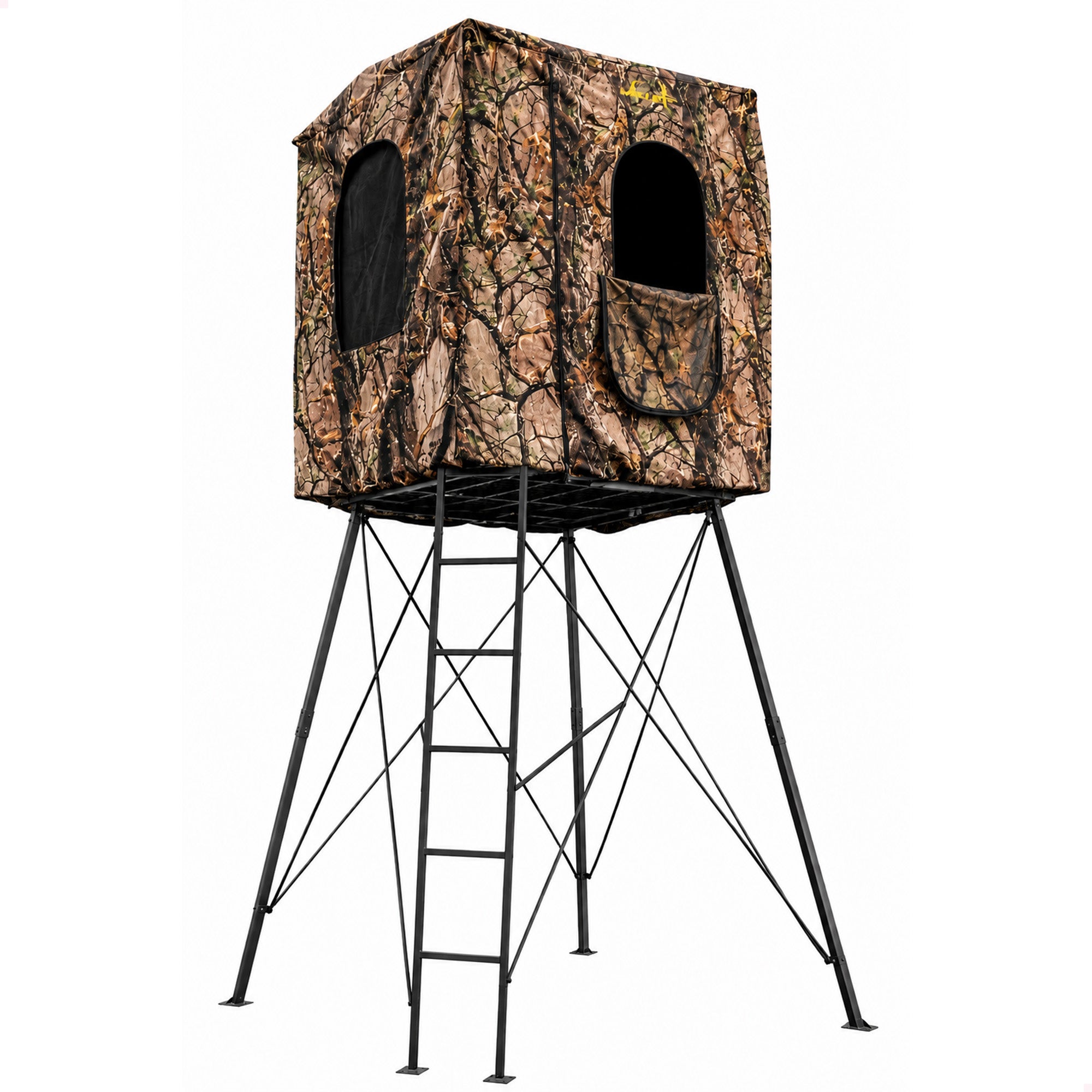 Muddy Quad Pod Deluxe 12' Steel Hunting Stand with Ladder, Steel Frame, Camo