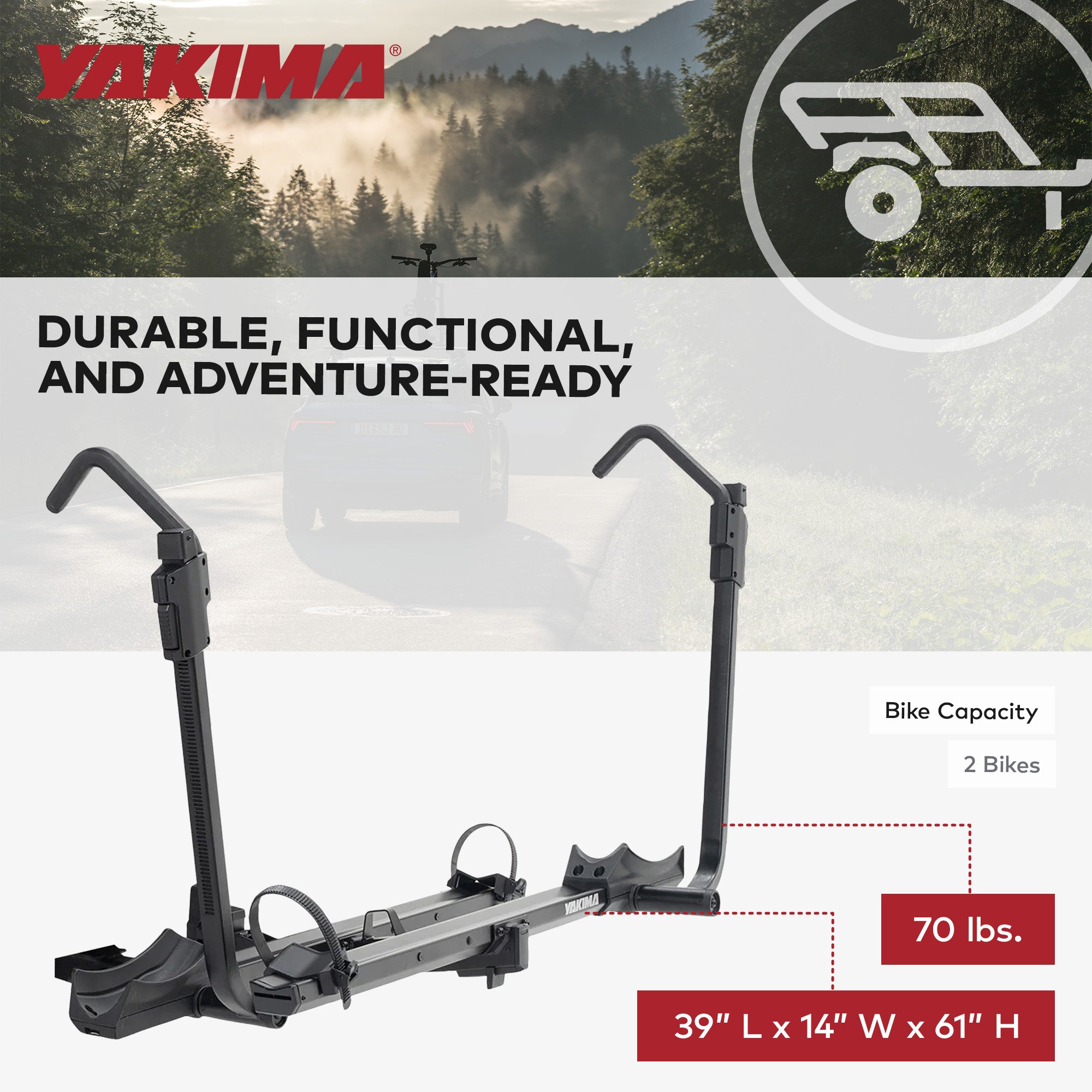 Yakima StepUp Swing 2-Bike Metal Swing-Away Rack for Vehicles, Fits 2" Hitches - VMInnovations