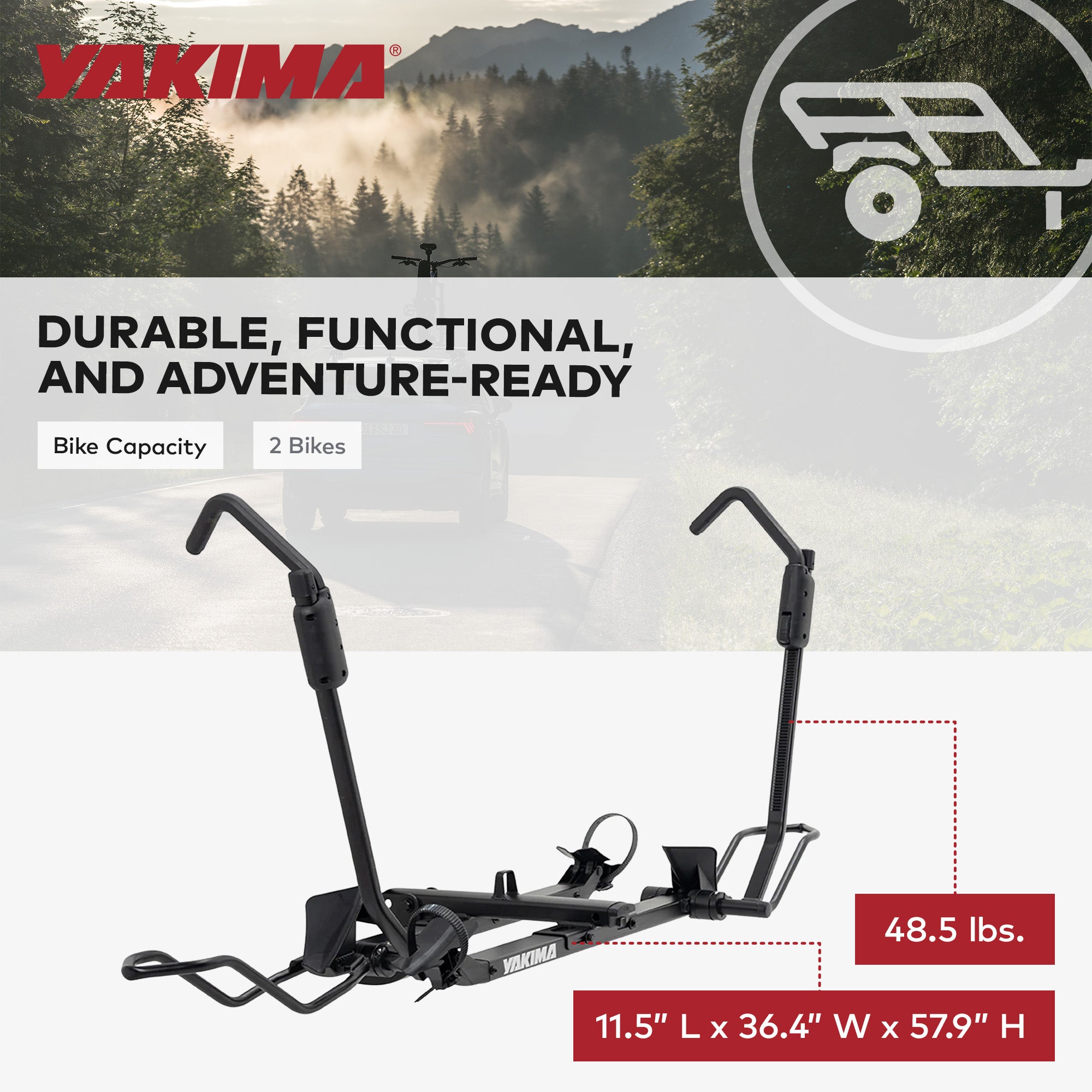 Yakima HoldUp 2-Bike Platform Rack Rear Carrier for Cars, Fits 2" (Open Box)