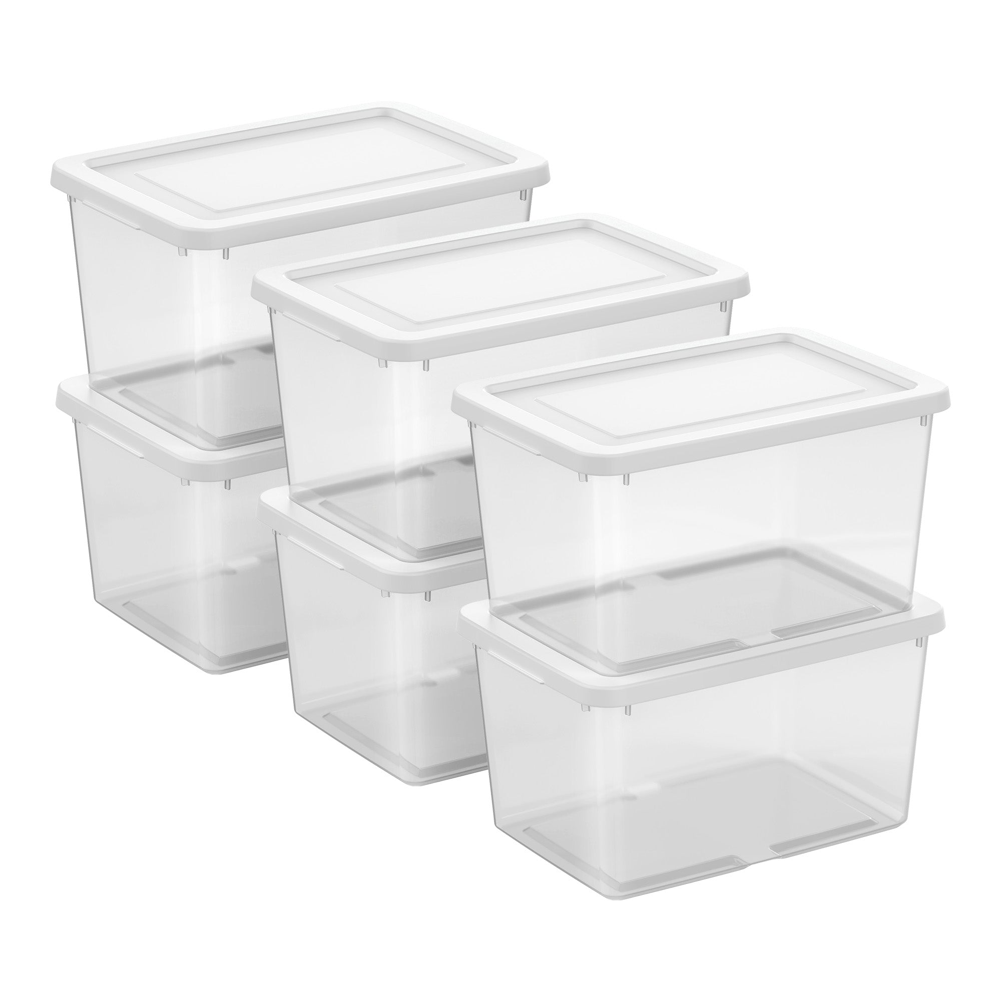 Sterilite 20Qt Storage Boxes, Clear Plastic Containers with Lid, Set of 6, White - VMInnovations