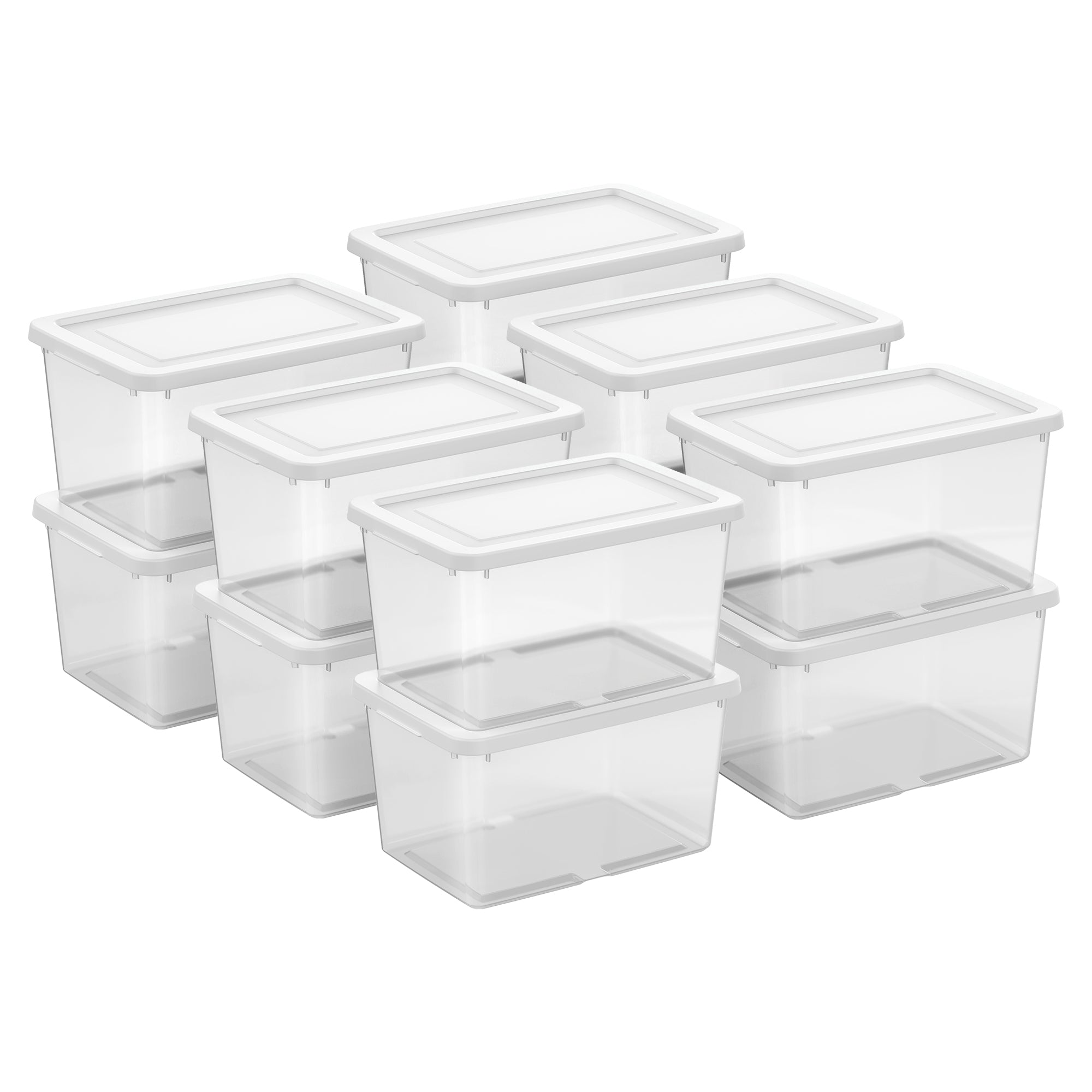 Sterilite 20 Qt Storage Boxes, Clear Plastic Containers w/ Lid, Set of 12, White
