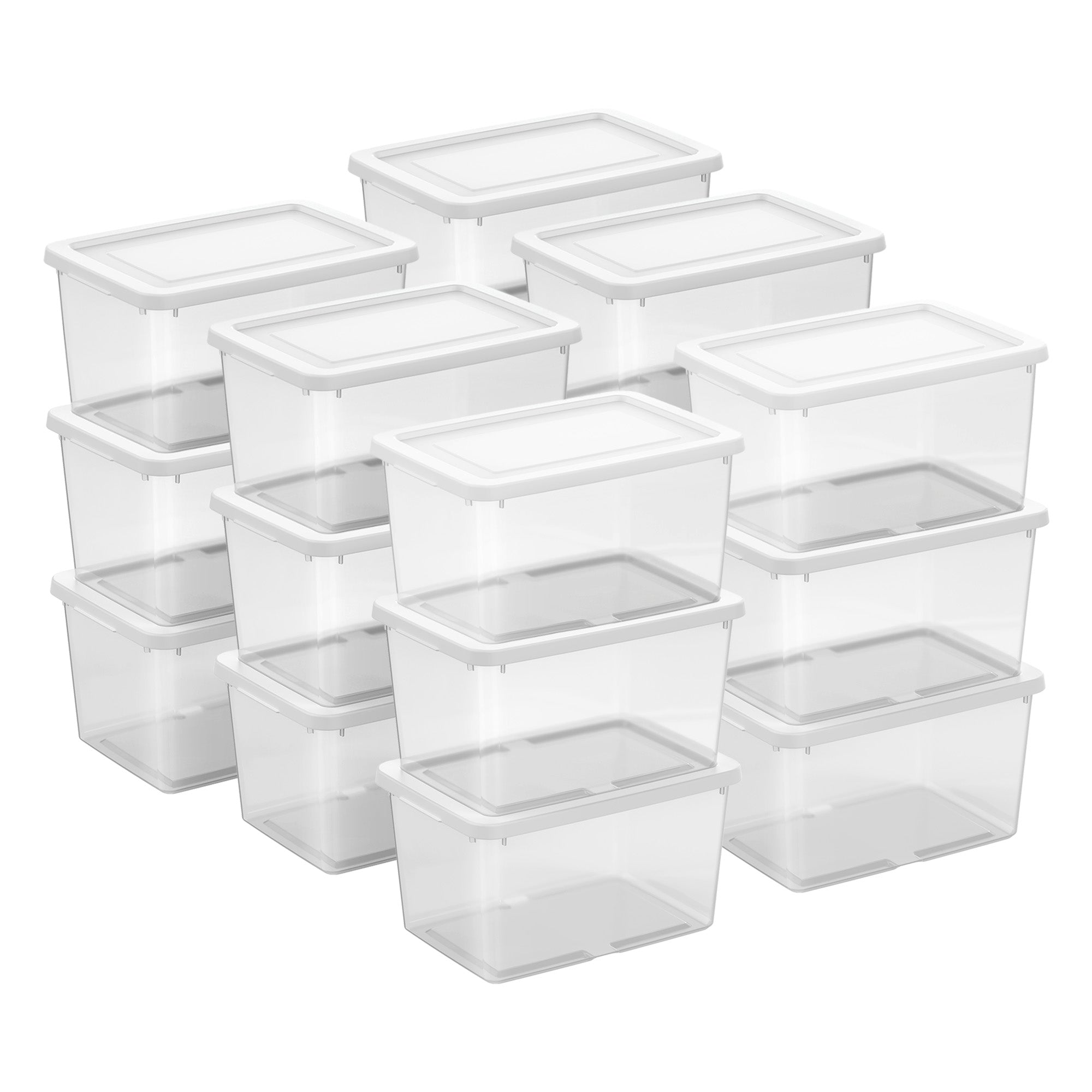 Sterilite 20 Qt Storage Boxes, Clear Plastic Containers w/ Lid, Set of 18, White