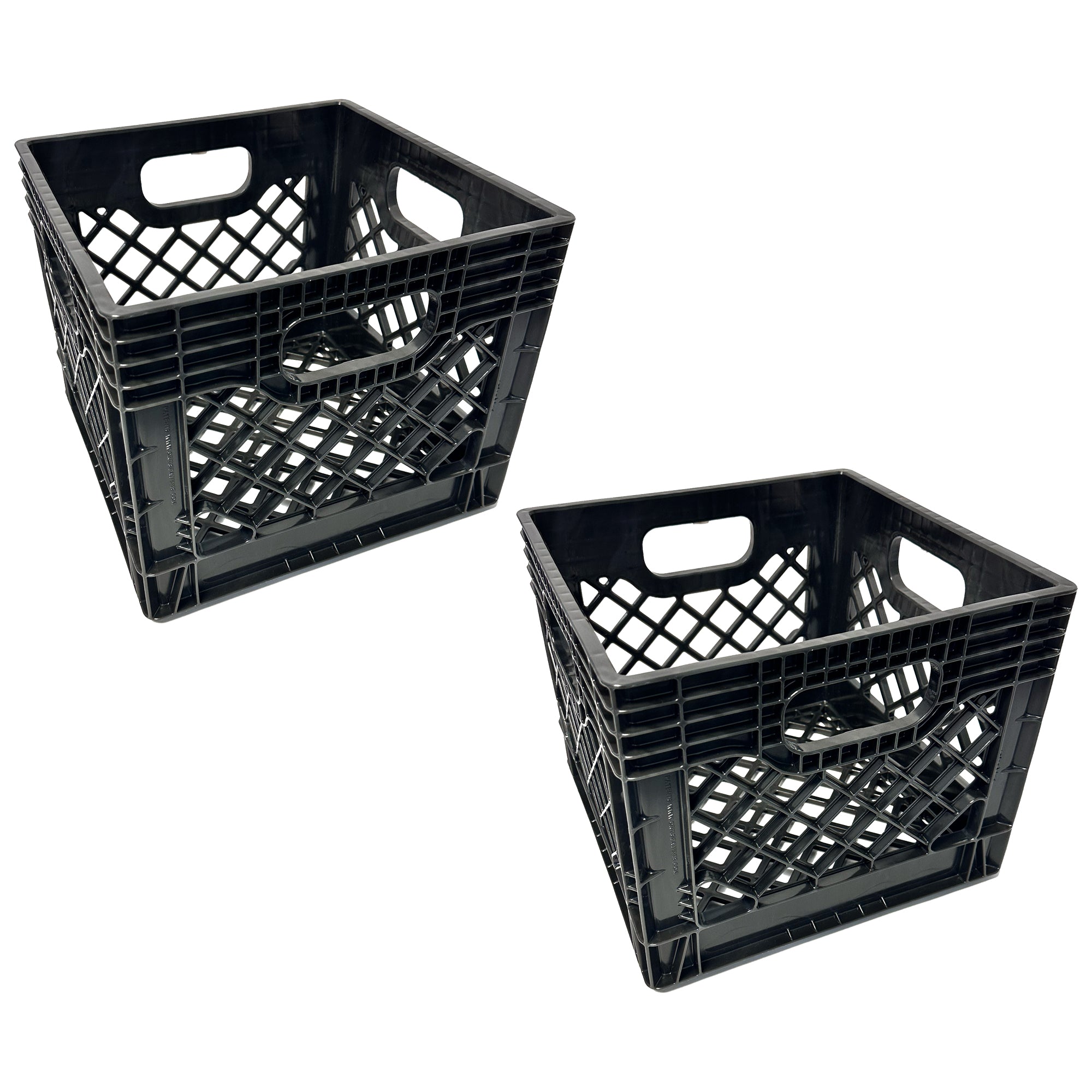 MIRAMAR Milk Crate, Stackable Plastic Storage Bin with Handles, 16 Qt, 2 Pack