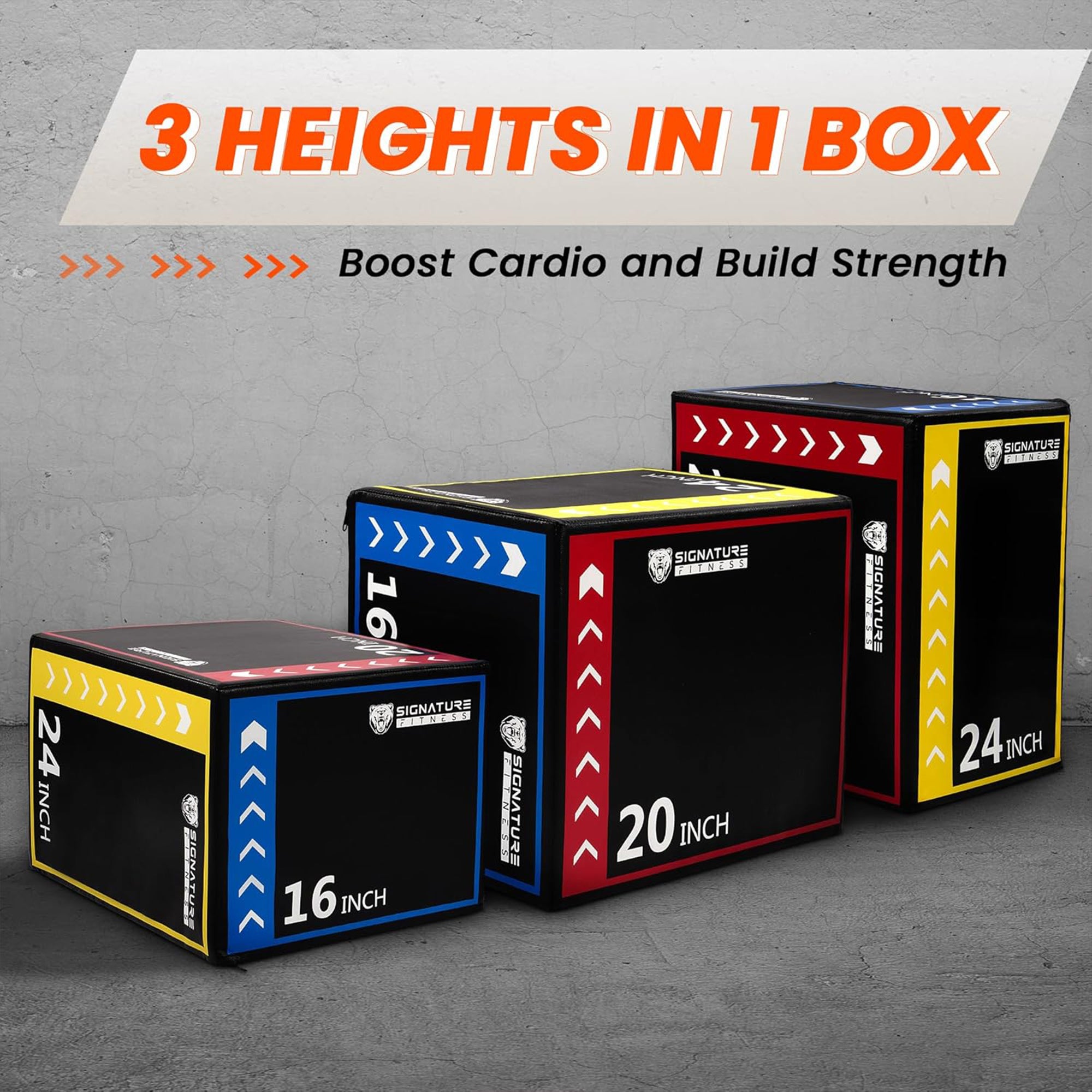 BalanceFrom 3-in-1 Foam Plyometric Jump Box, Workout Platform (Open Box) - VMInnovations