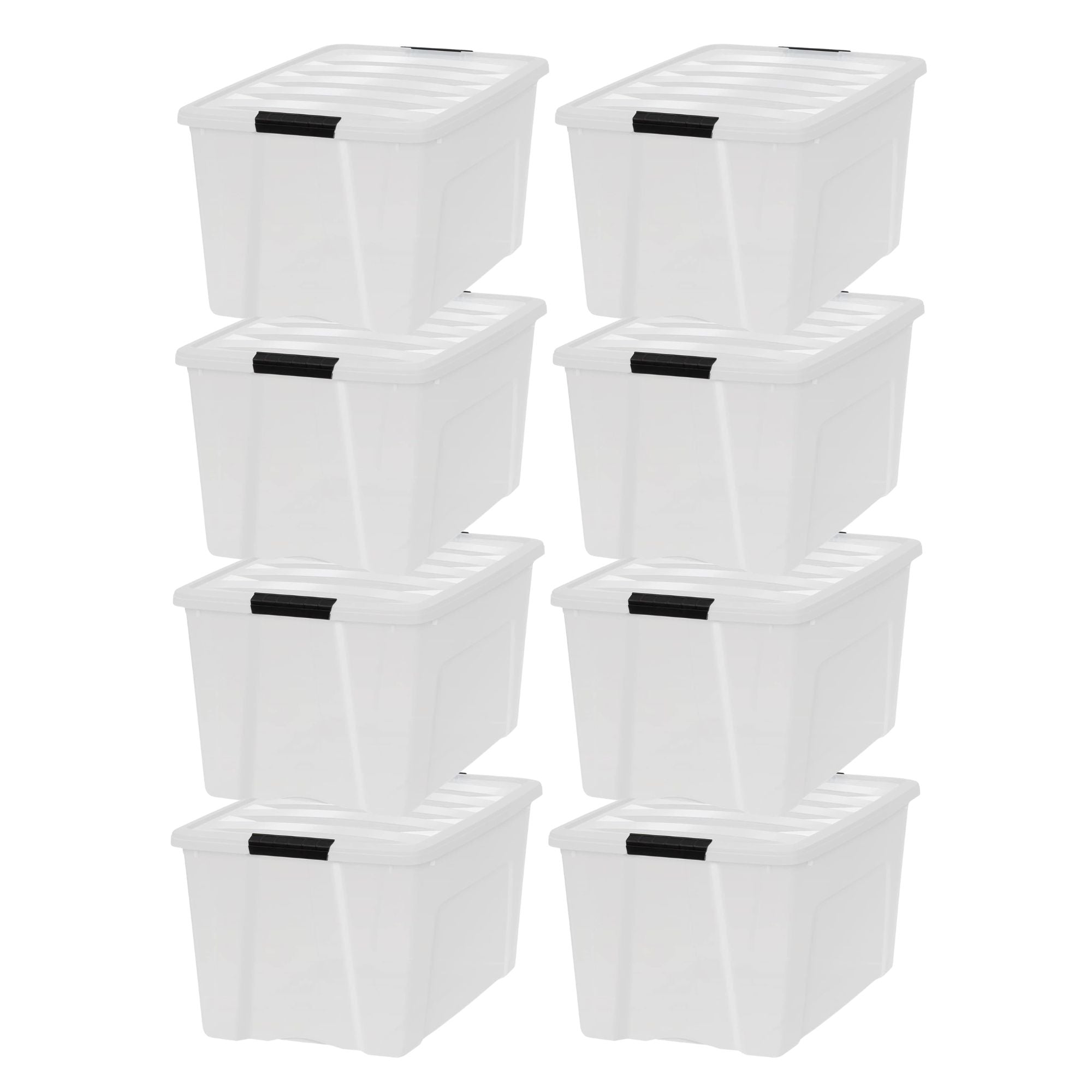 IRIS USA 8 Pack 72 Qt Plastic Storage Box with Lid, Stackable Design, Pearl