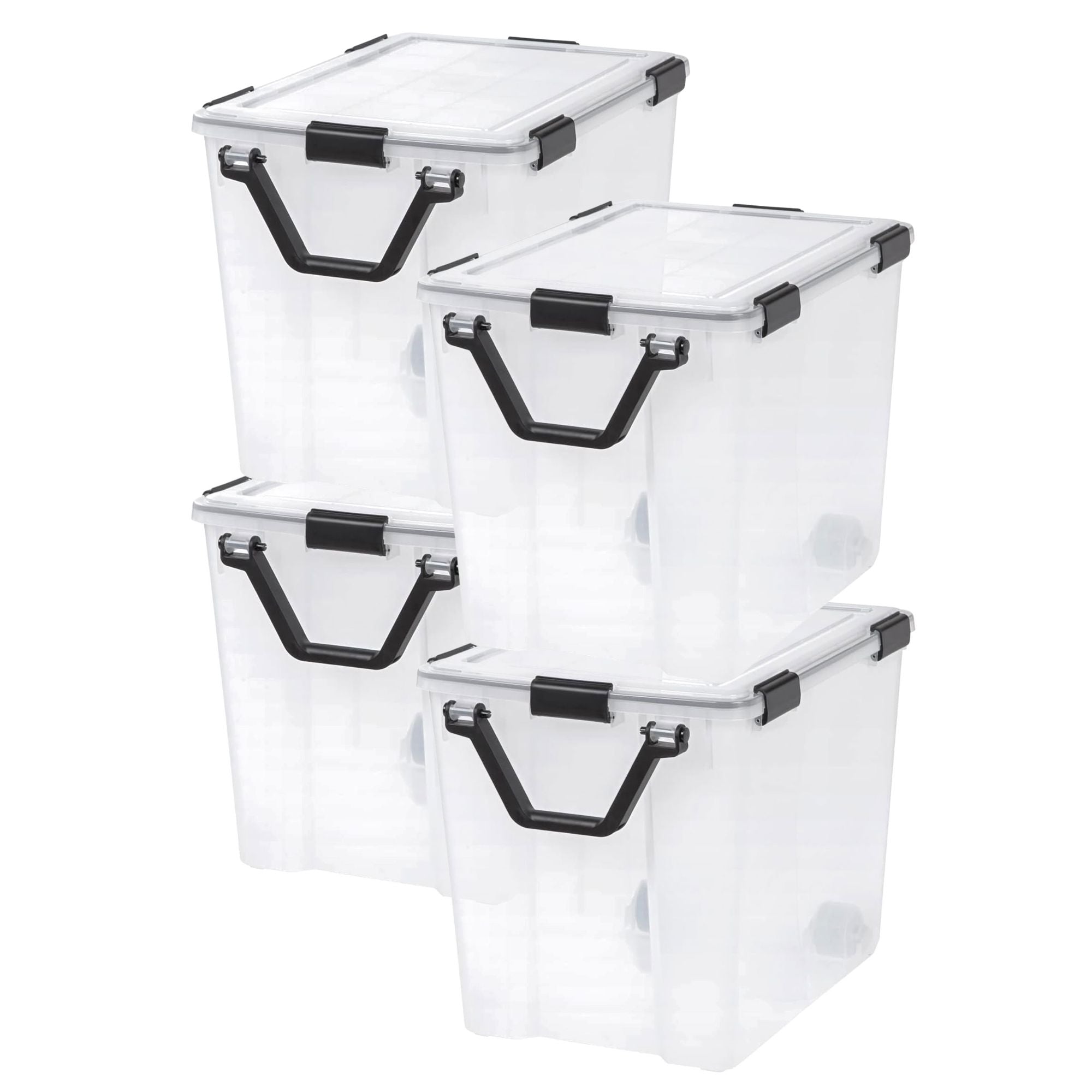 IRIS USA 4 Pack 103 Qt Storage Bins Plastic Gasket Box with Tight Latching Lids - VMInnovations