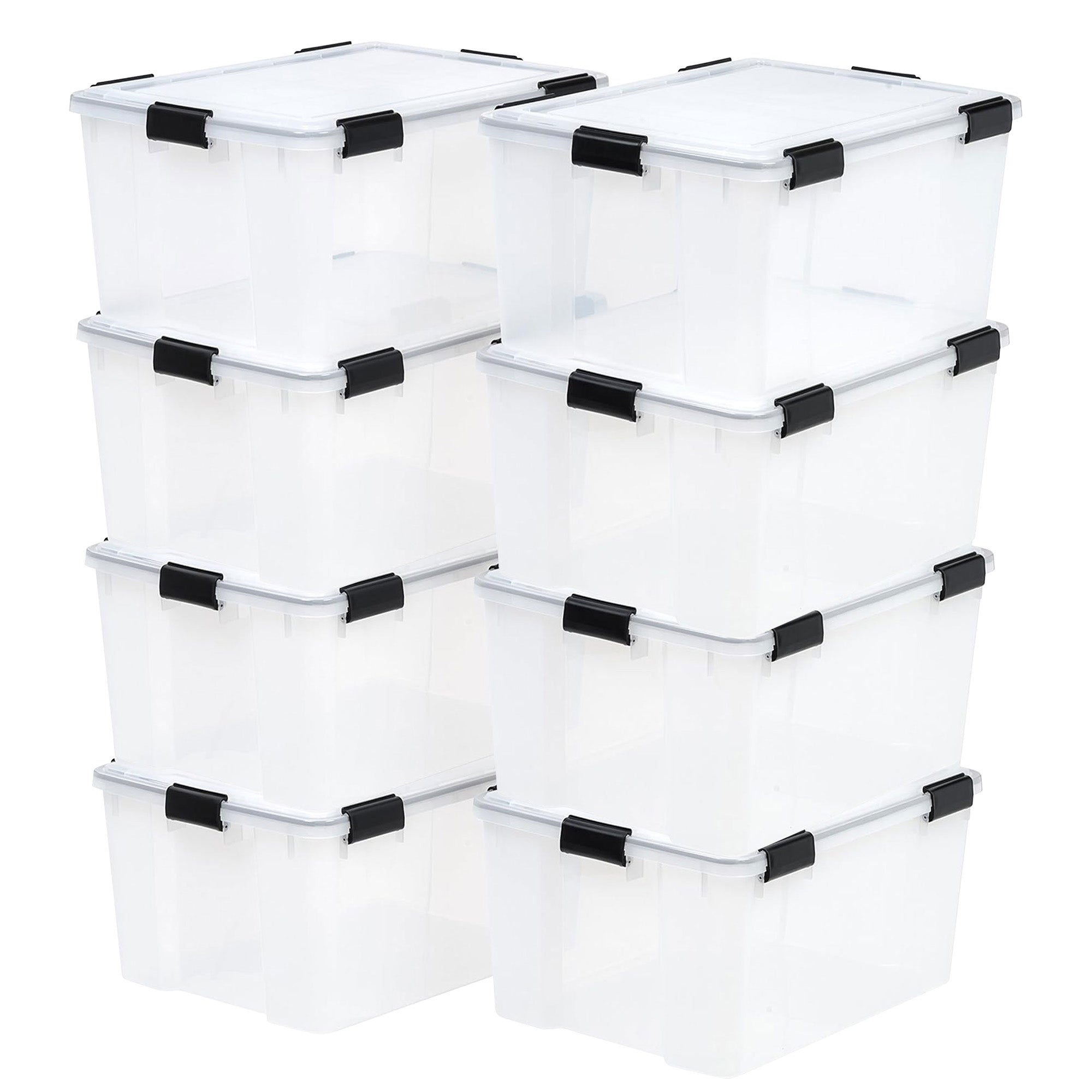 IRIS USA 8 Pack 62.8 Qt Storage Bins Plastic Gasket Box with Tight Latching Lids