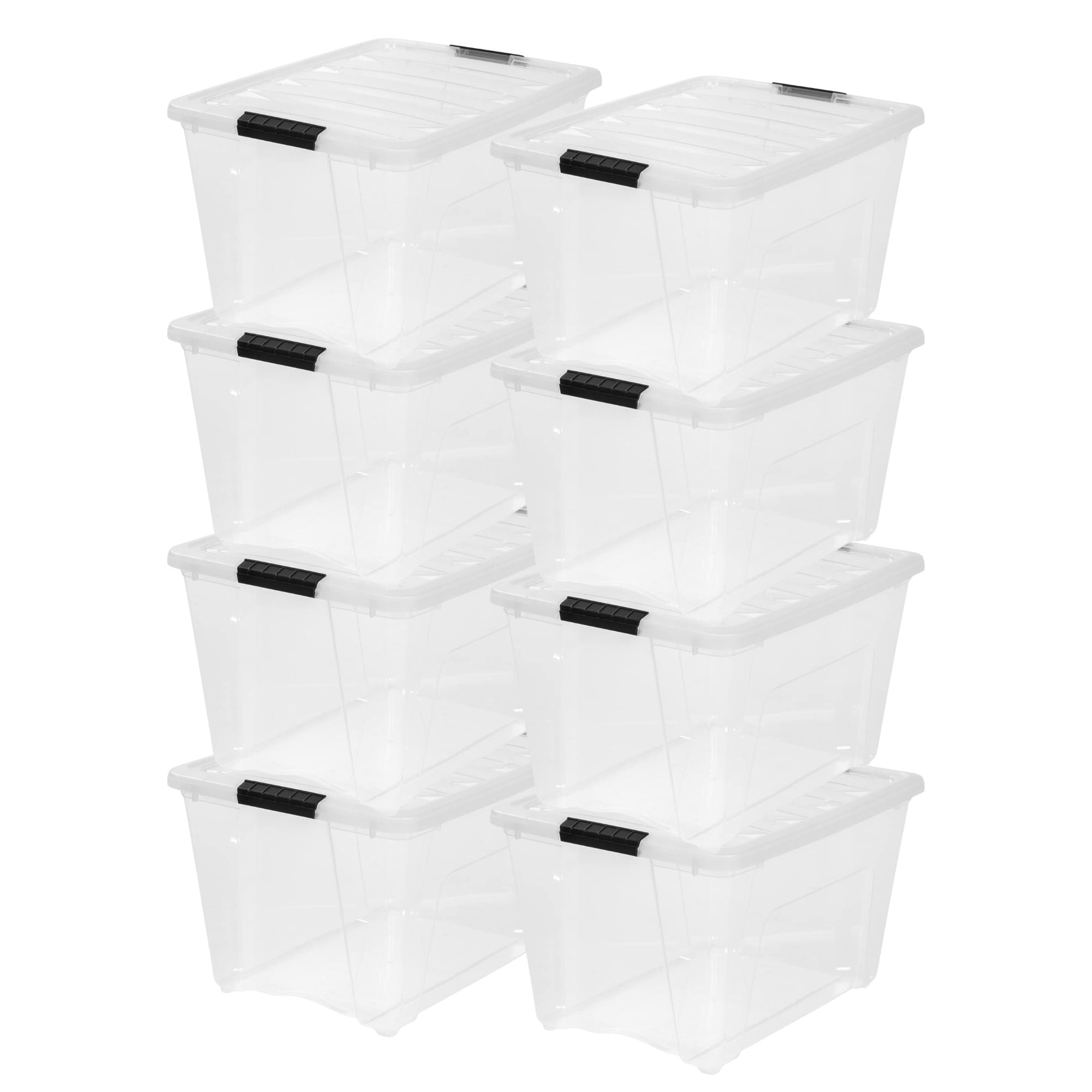 IRIS USA 8 Pack 54 Qt Storage Bins Plastic Gasket Box with Tight Latching Lids