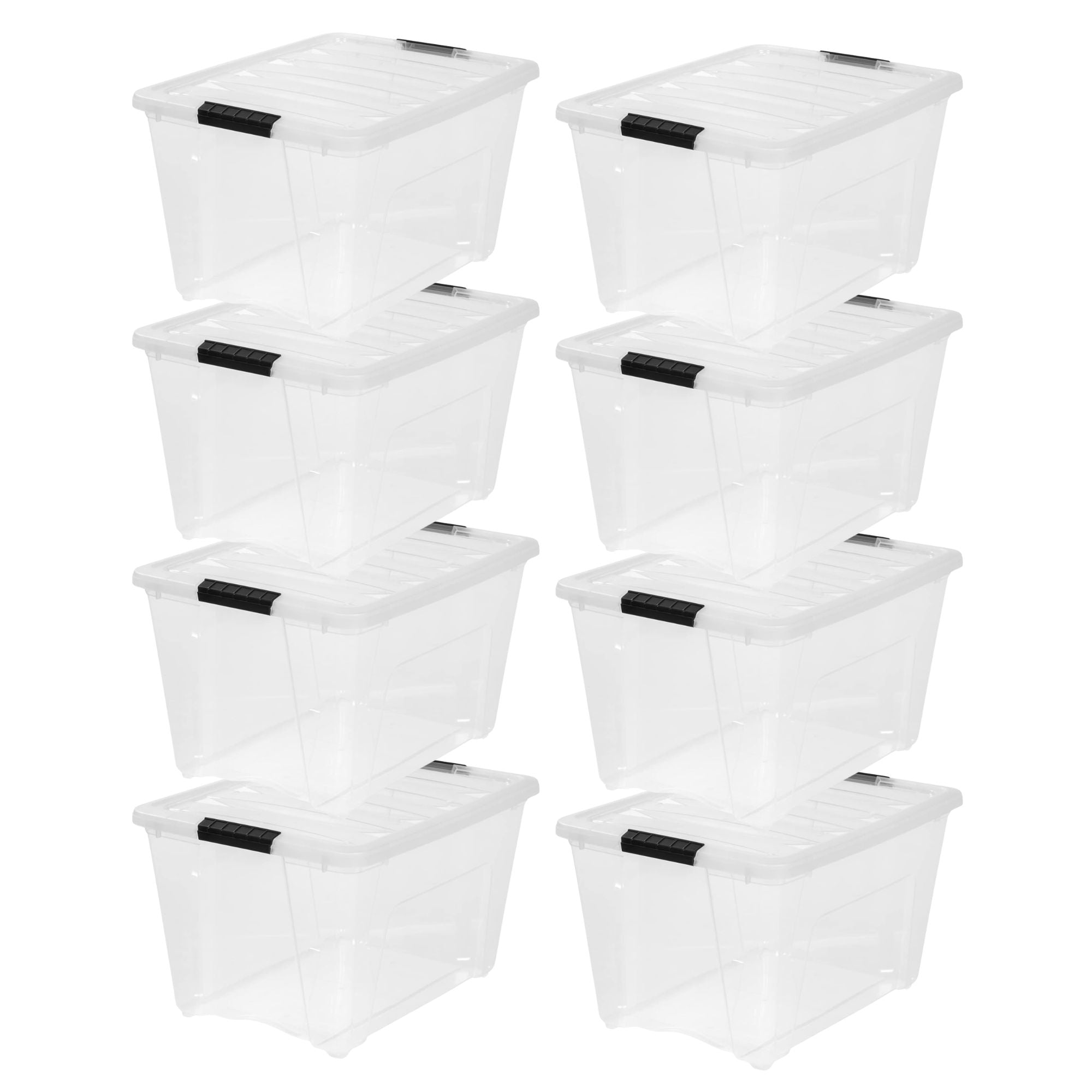 IRIS USA 8 Pack 54 Qt Storage Bin Plastic Gasket Box, Tight Latching Lids, Pearl