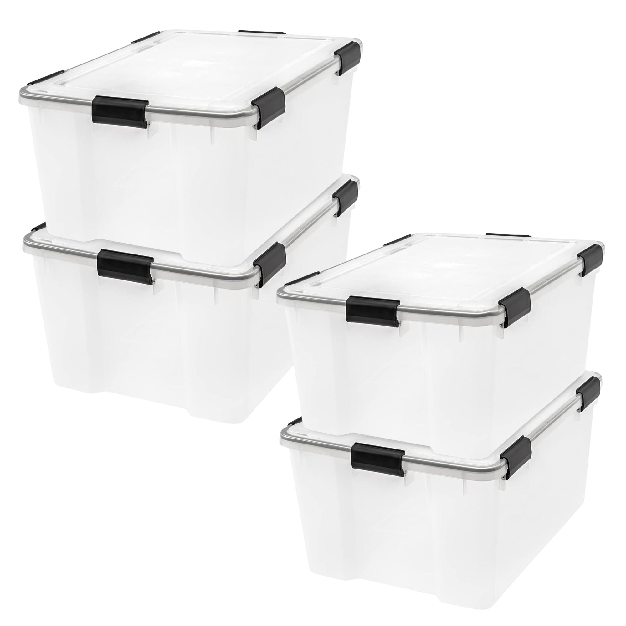 IRIS USA 4 Pack 63 Qt Storage Bins Plastic Gasket Box with Tight Latching Lids