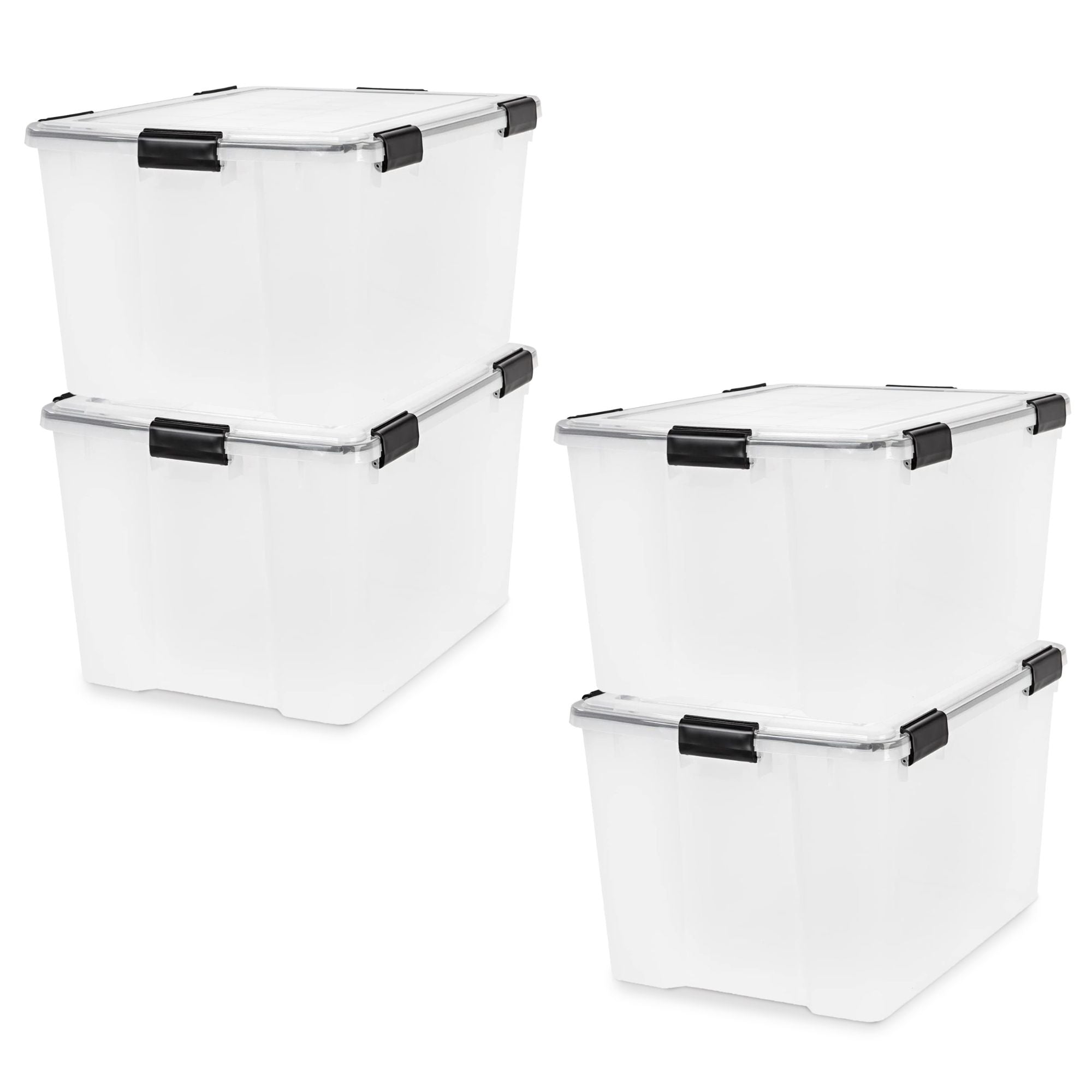 IRIS USA 4 Pack 74 Qt Storage Bins Plastic Gasket Box with Tight Latching Lids