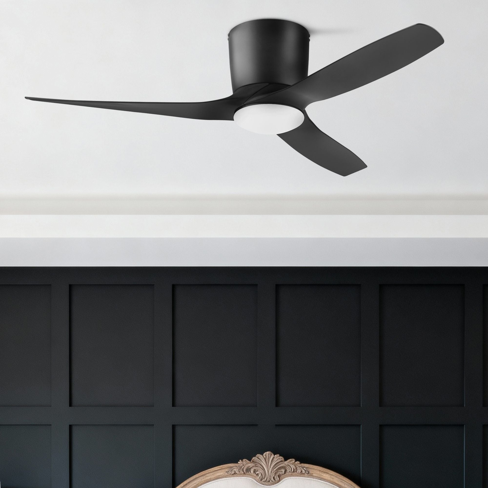 Honeywell Lynton 52" Ceiling Fan, Damp-Rated w/ LED Light & Remote, Matte Black - VMInnovations