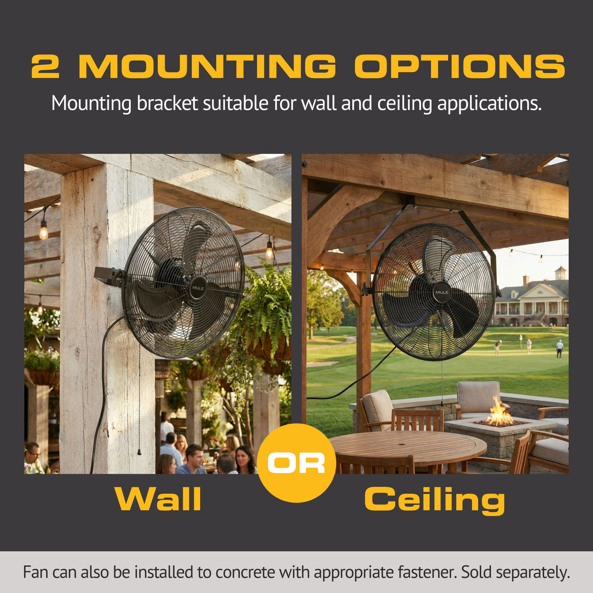 Mule Outdoor Wall Fan XL 20 Inch Wet-Rated Wall Fan with 3 Speeds, (Open Box) - VMInnovations