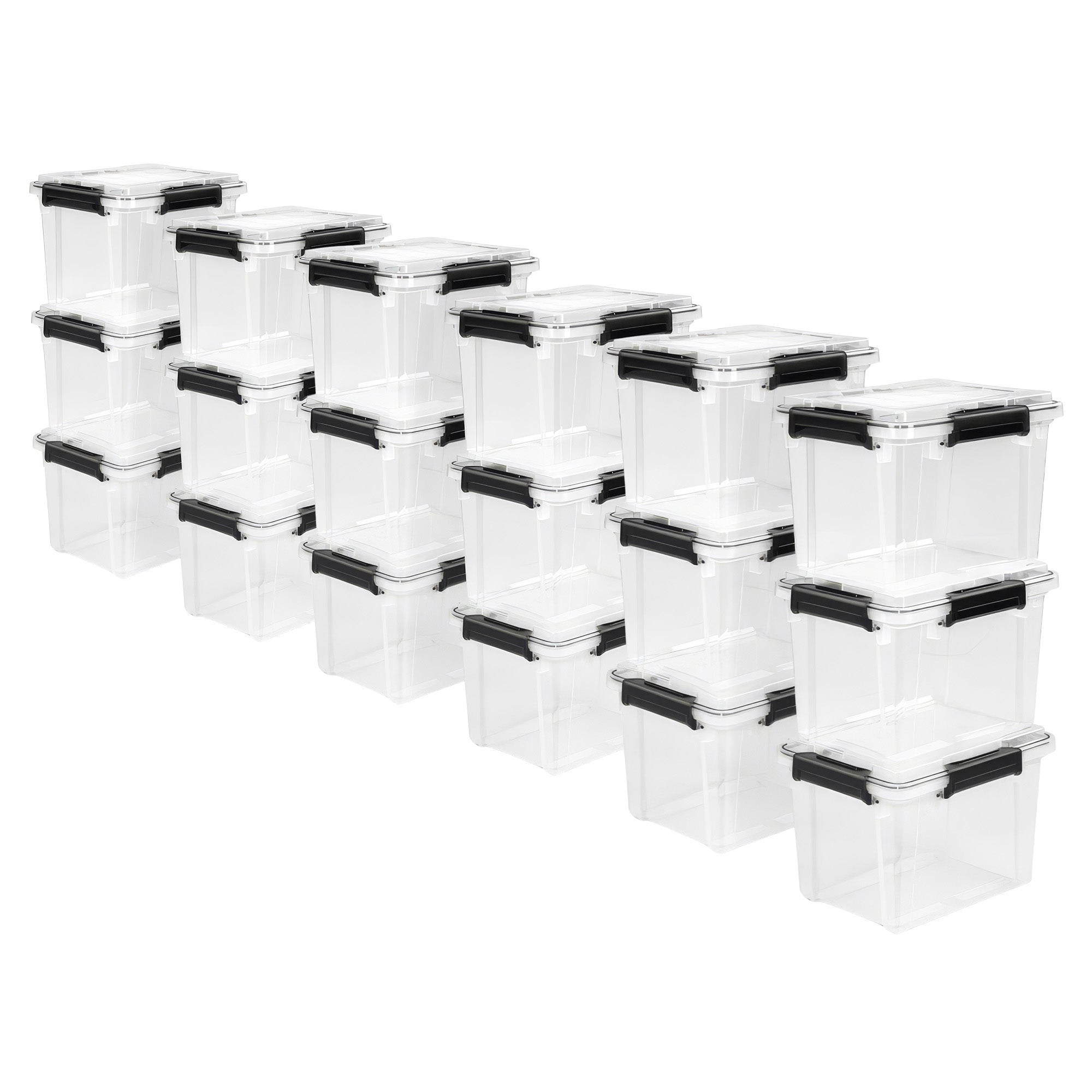Sterilite 19Qt Gasket Box, Stackable Storage Container with Lids, Black, 18 Pack