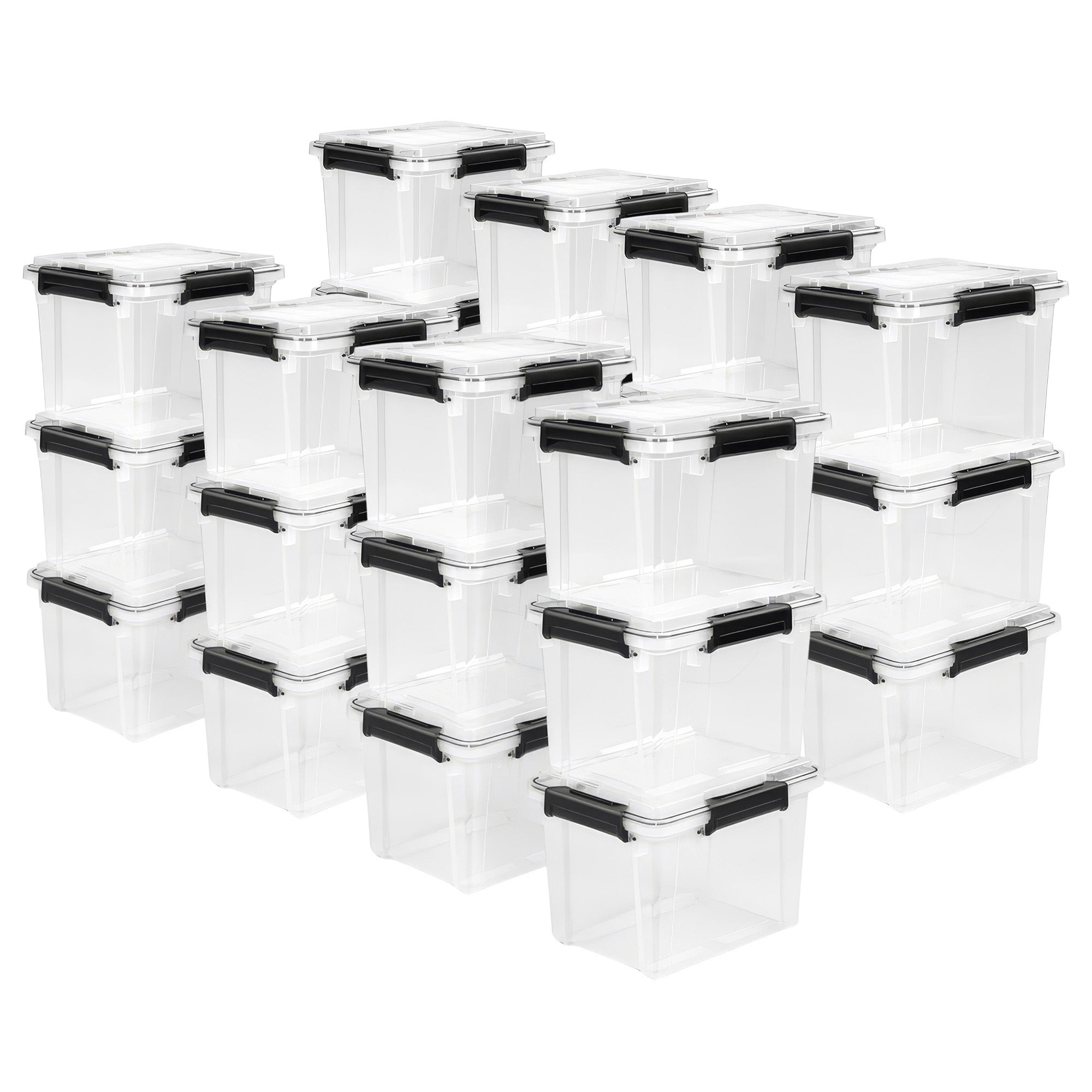 Sterilite 19Qt Gasket Box, Stackable Storage Container with Lids, Black, 24 Pack
