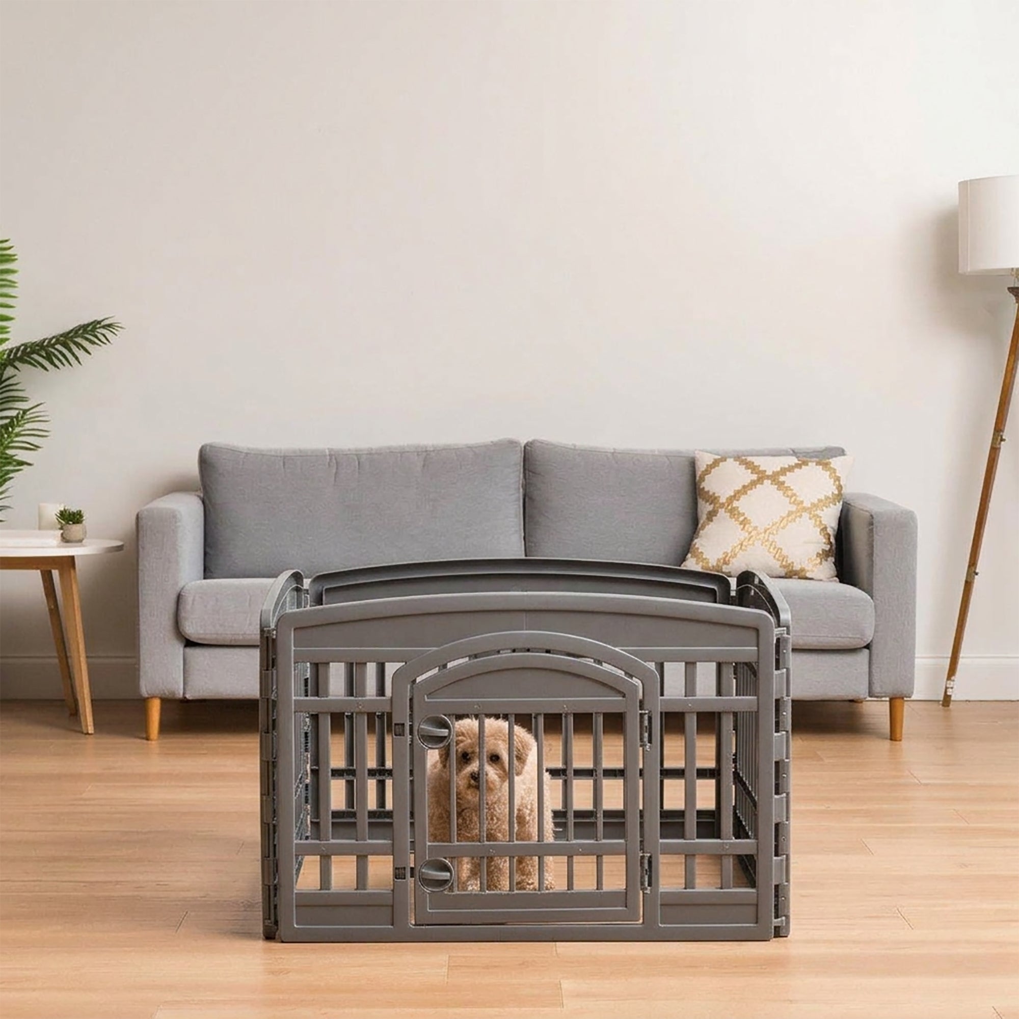 IRIS USA 24" Exercise Pet Playpen, Plastic 4 Panel Gate with Door for Dogs(Used)