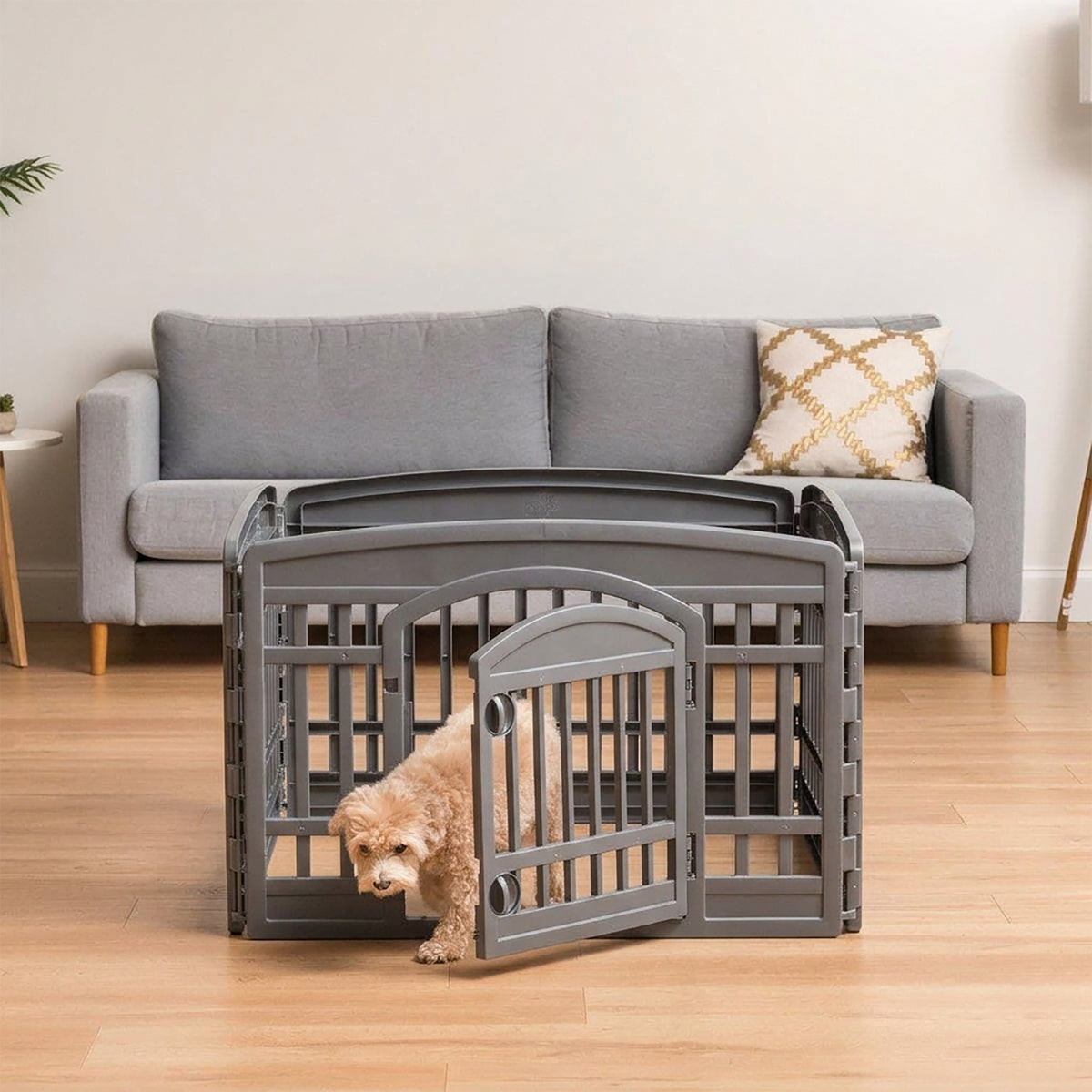 IRIS USA 24"Exercise Pet Playpen, Plastic 4 Panel Gate w/Door for Dogs(Open Box)