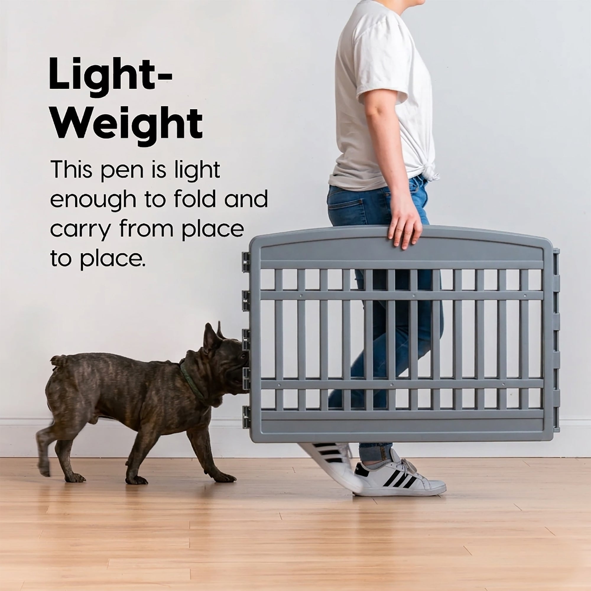 IRIS USA 34" Exercise Pet Playpen, Large Plastic Gate with Door for Dogs, (Used)
