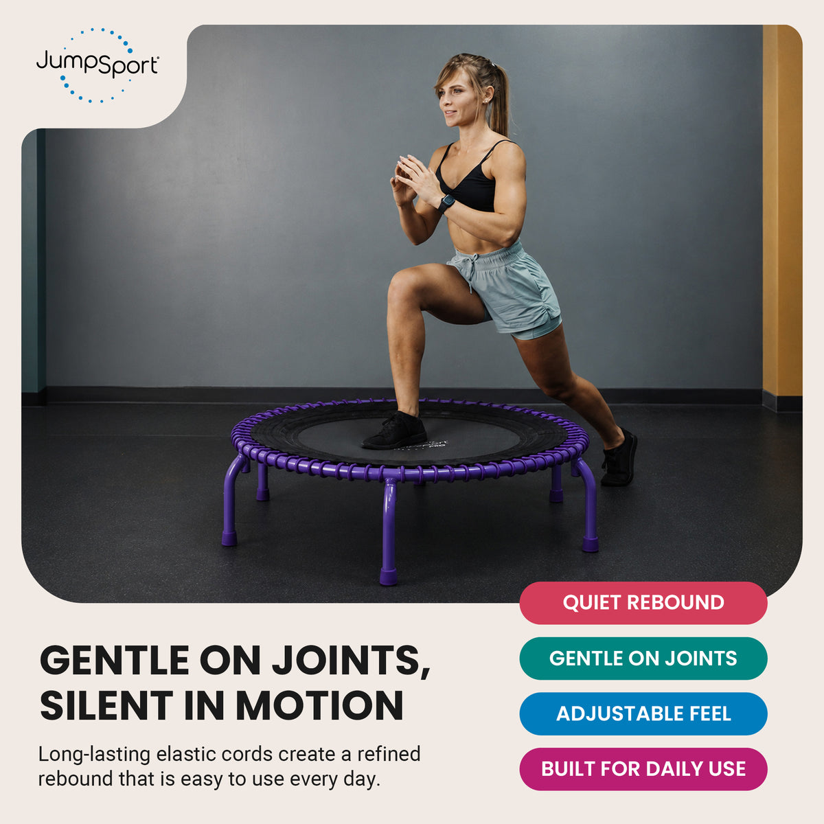 JumpSport 44" PRO Fitness Trampoline, Model 550 Exercise Rebounder, Purple