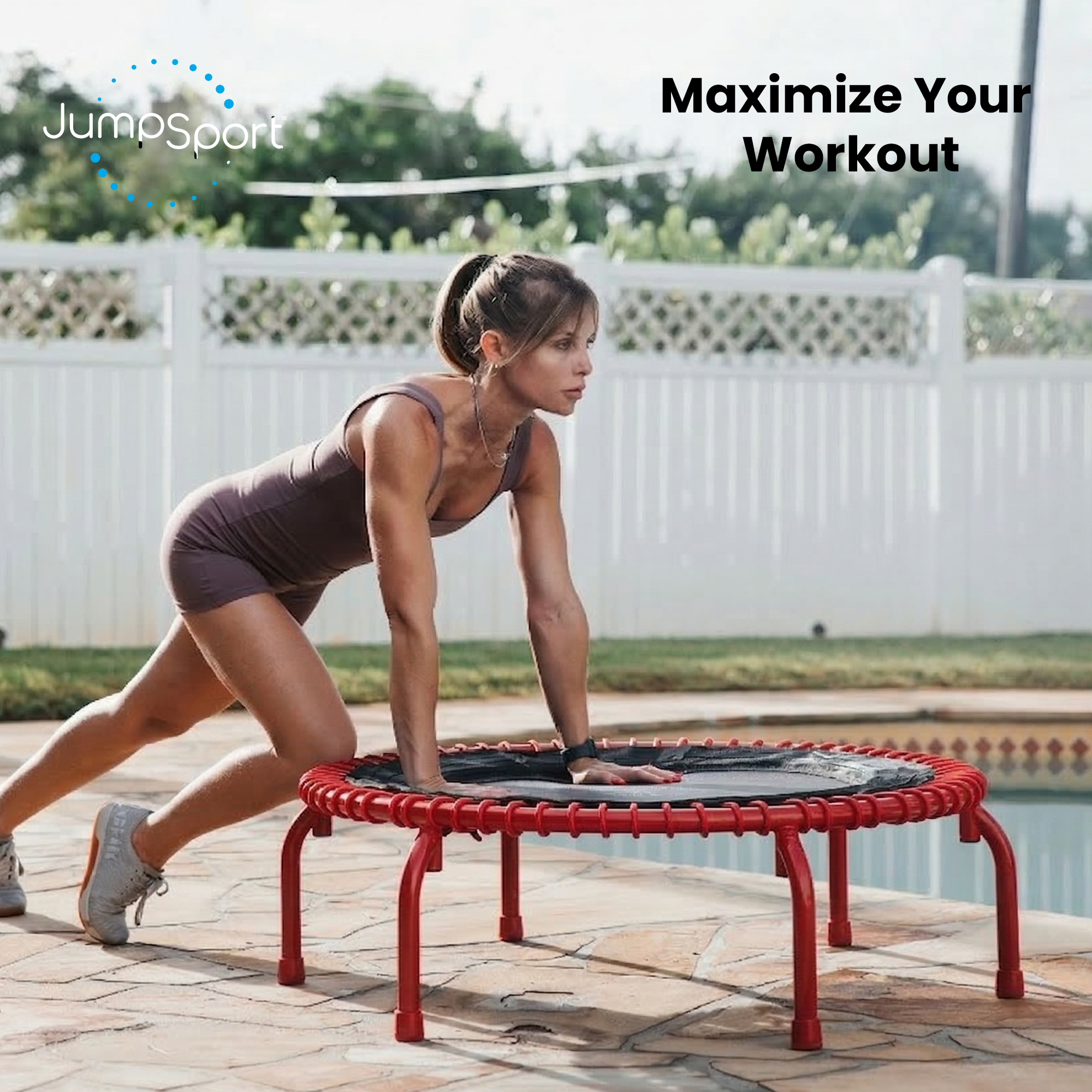 JumpSport 44" PRO Fitness Trampoline, Model 550 Workout Exercise Rebounder, Red - VMInnovations