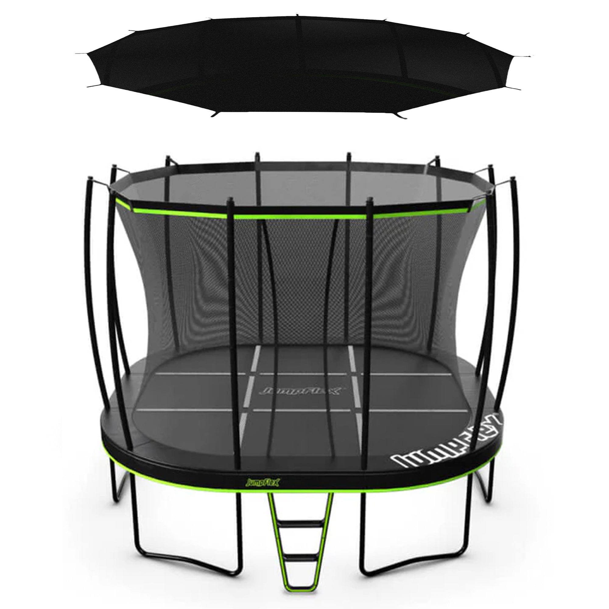 JumpFlex MEGA 14' Trampoline Outdoor Jumping Play Set w/ SMARTSHADE Canopy Cover