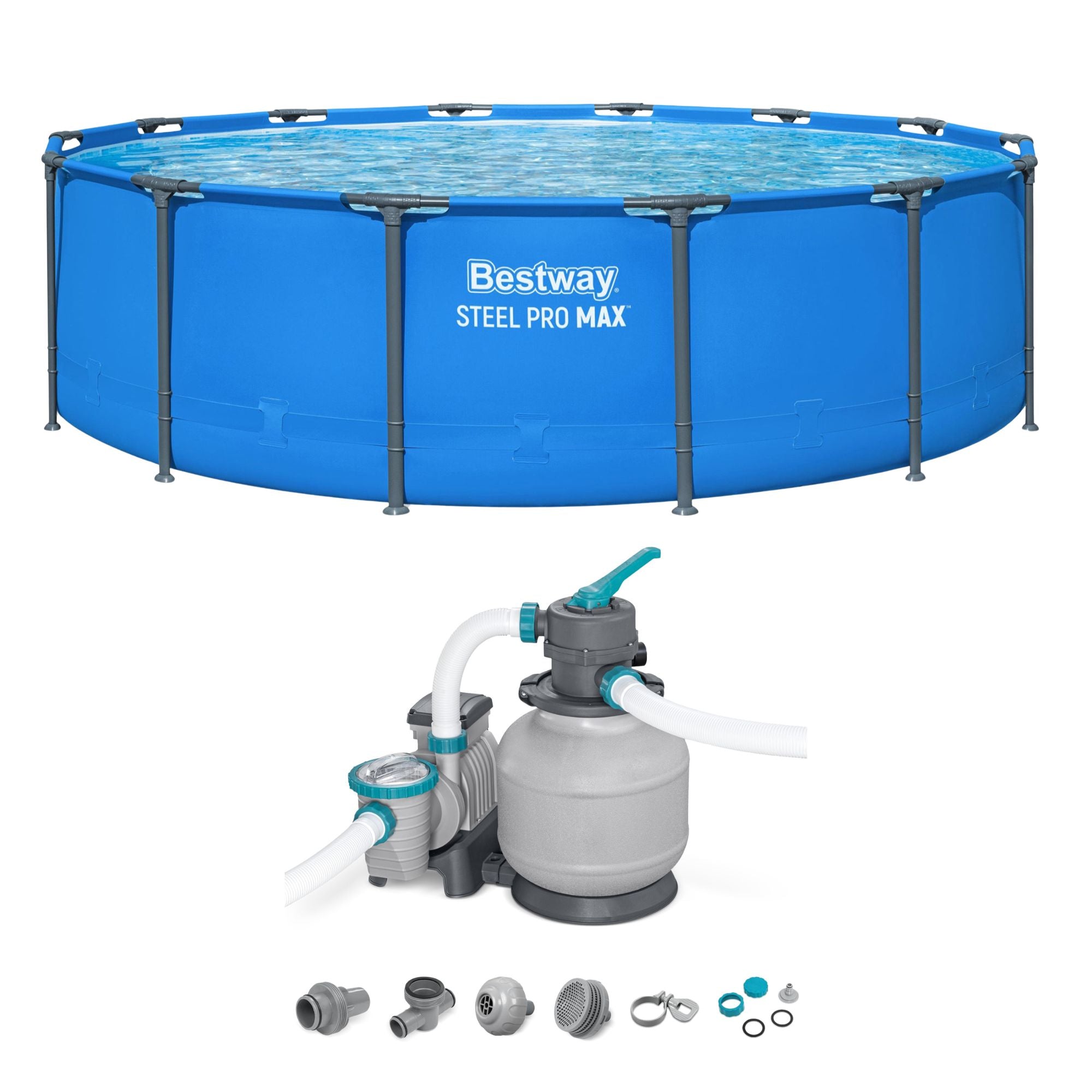 Bestway Steel Pro MAX 14’ x 42" Metal Frame Pool & 2,200 Gallon Sand Filter Pump