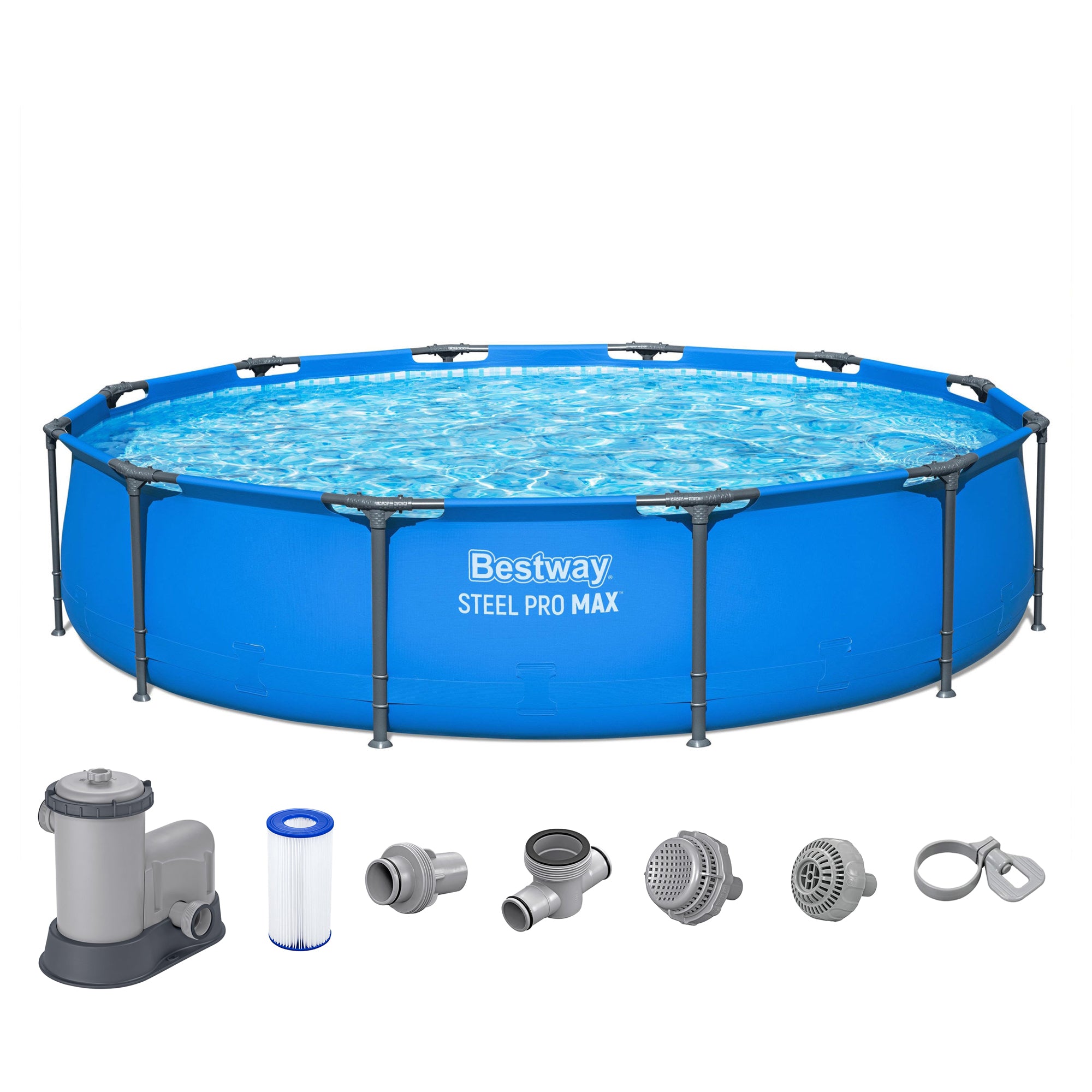 Bestway Steel Pro MAX 12’ x 30" Metal Frame Pool & 1,500 Gallon Cartridge Pump - VMInnovations