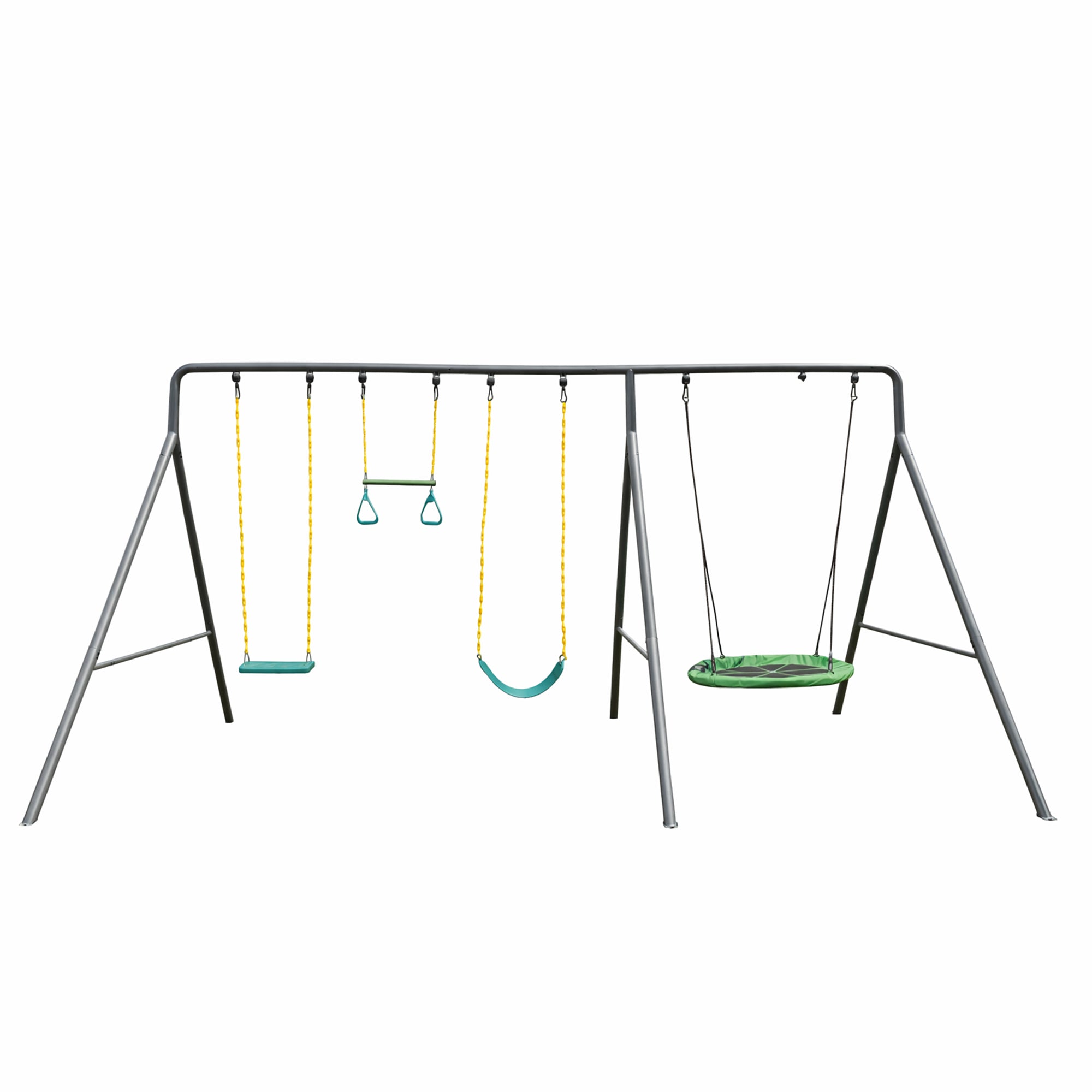 gobaplay Single Swing Set with 8' Frame Extension, Swings, and 40" Round Saucer - VMInnovations