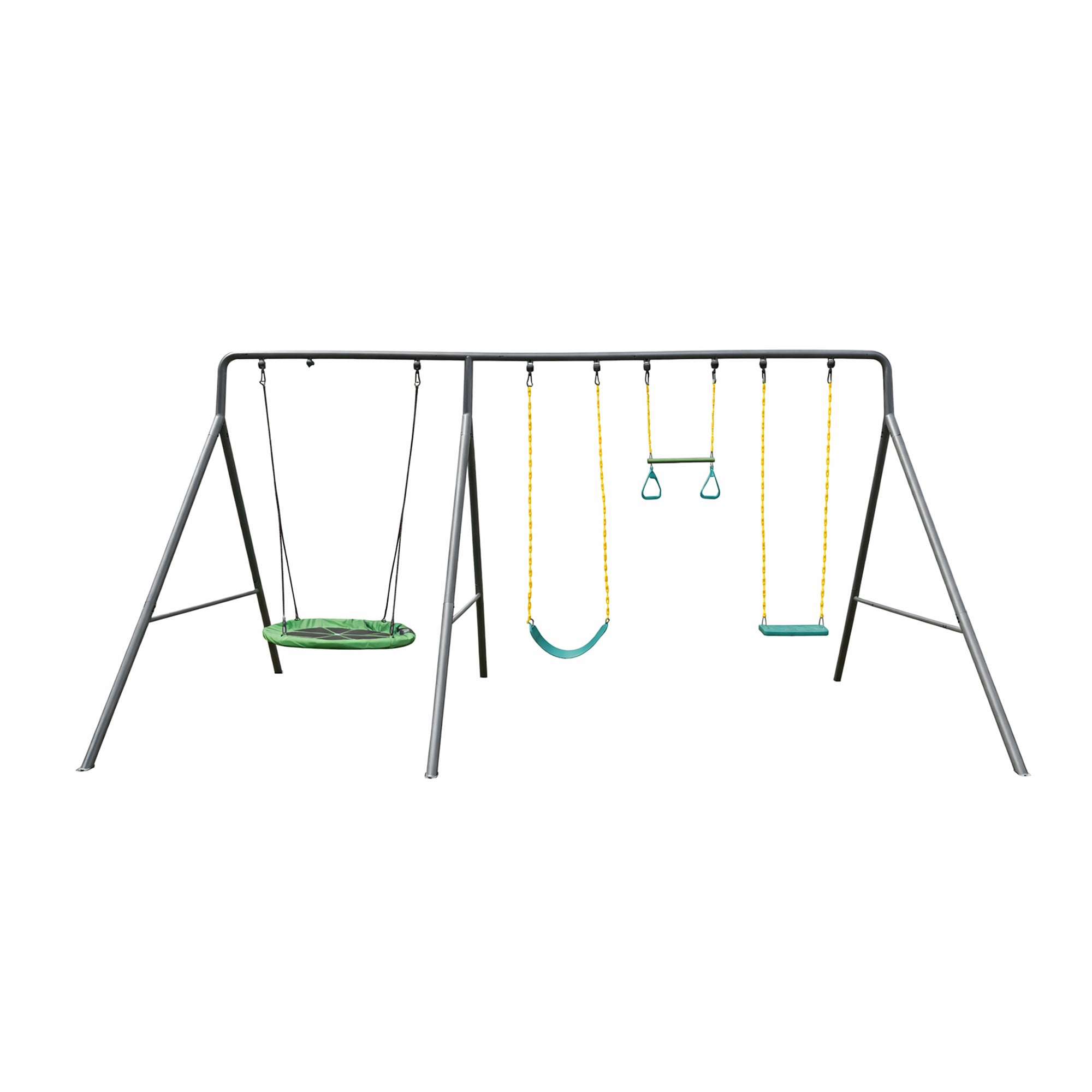 gobaplay Single Swing Set with 8' Frame Extension, Swings, and 40" Round Saucer - VMInnovations