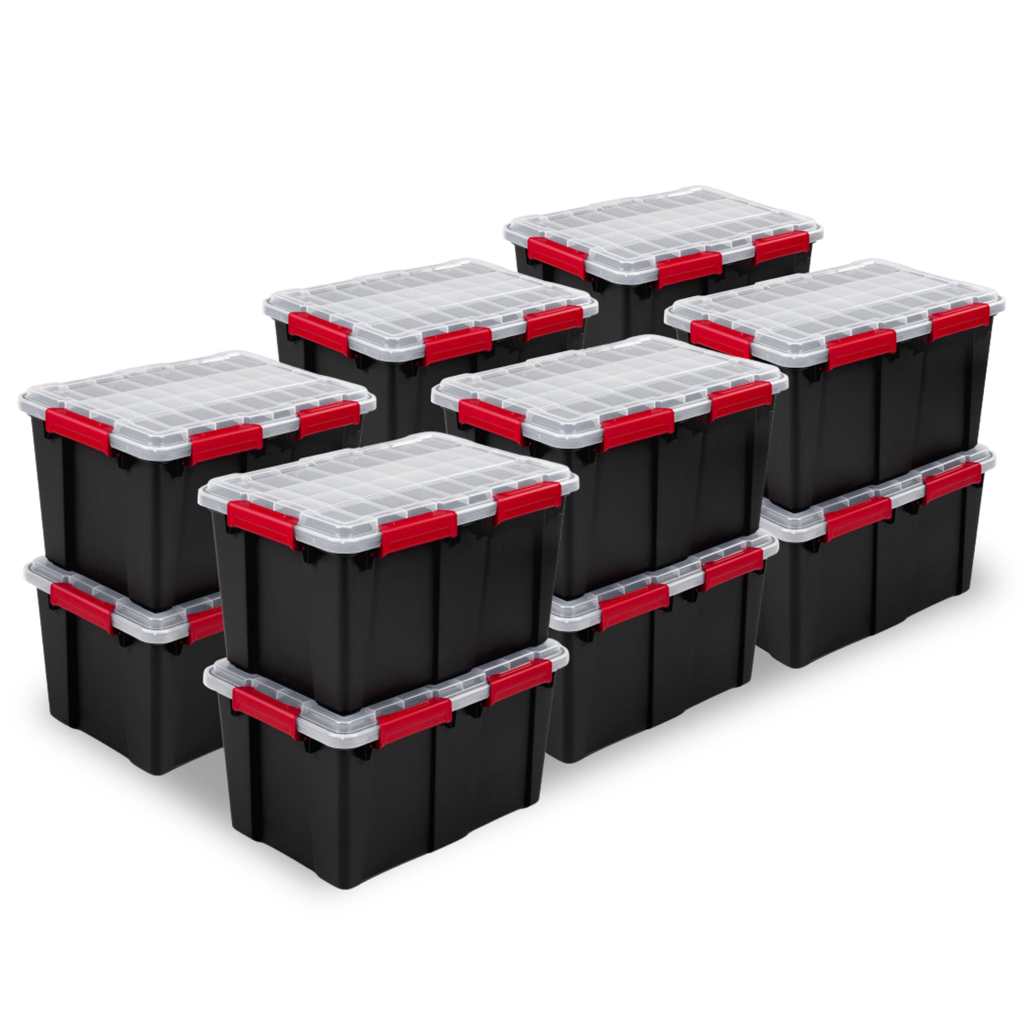 Sterilite 13.5 Gal Gasket Box Stackable Storage Container w/ Lid, Black, 12 Pack