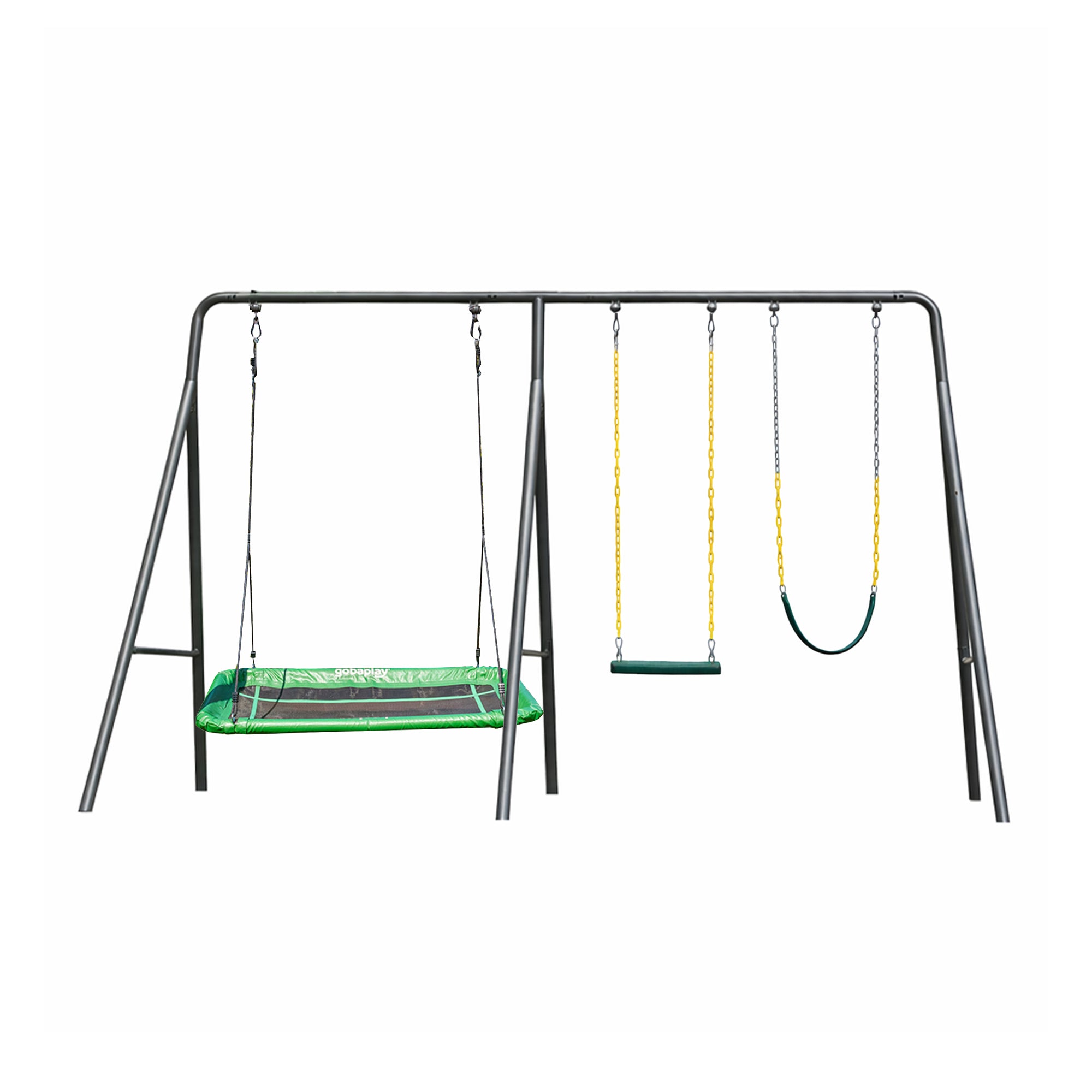 gobaplay Single Swing Playground Set with 6' Frame Extension & Rectangle Swing