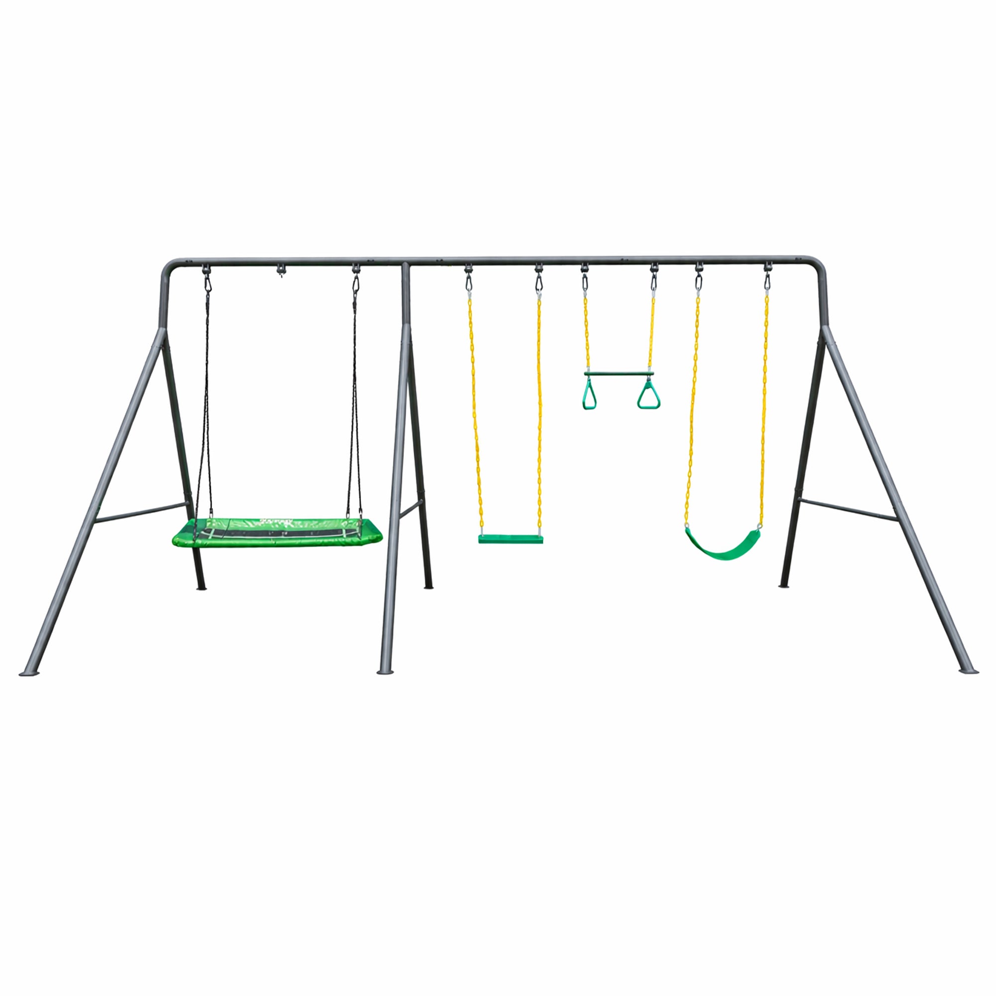 gobaplay Single Swing Playground Set with 8' Frame Extension & Rectangle Swing