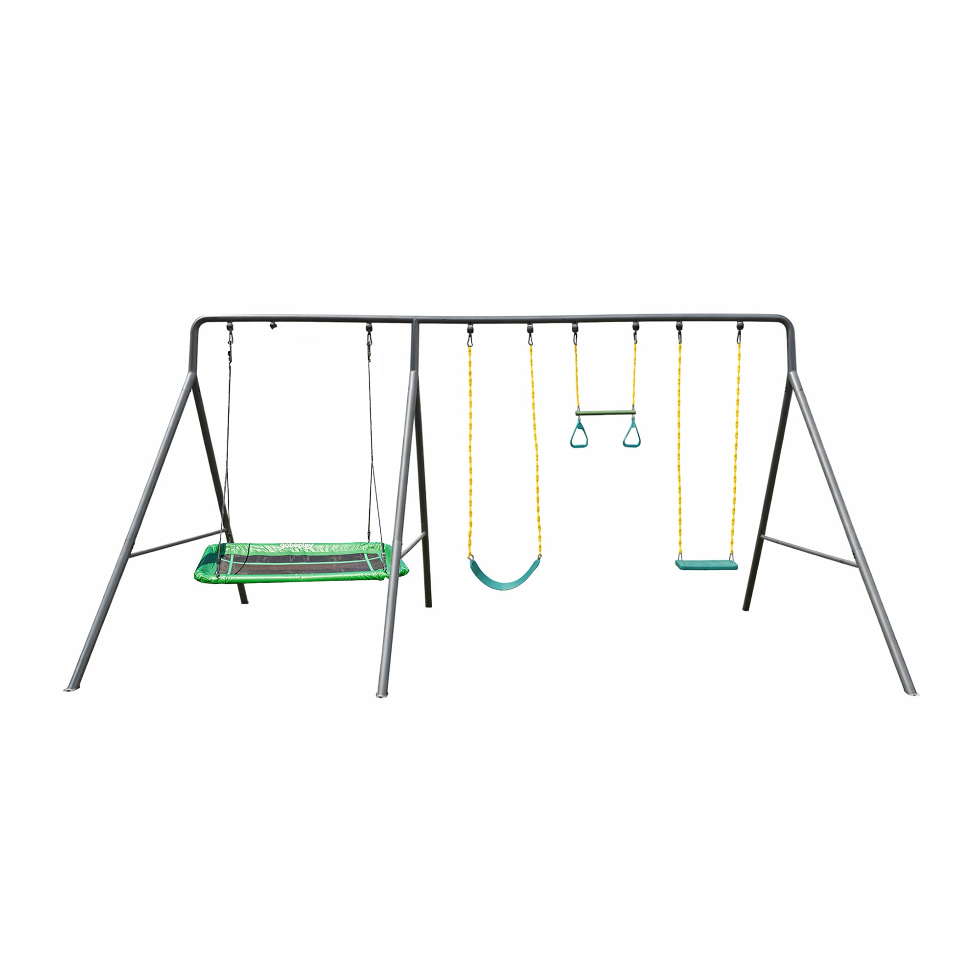 gobaplay Single Swing Playground Set with 8' Frame Extension & Rectangle Swing - VMInnovations