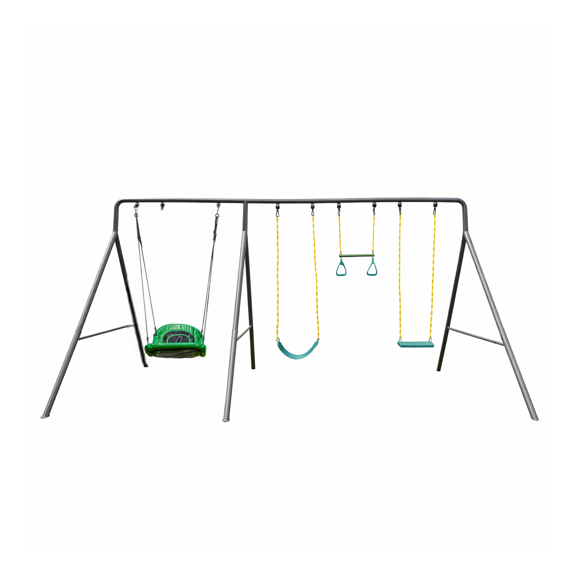 gobaplay Single Swing Playground Set with 8' Frame Extension and Boat Swing