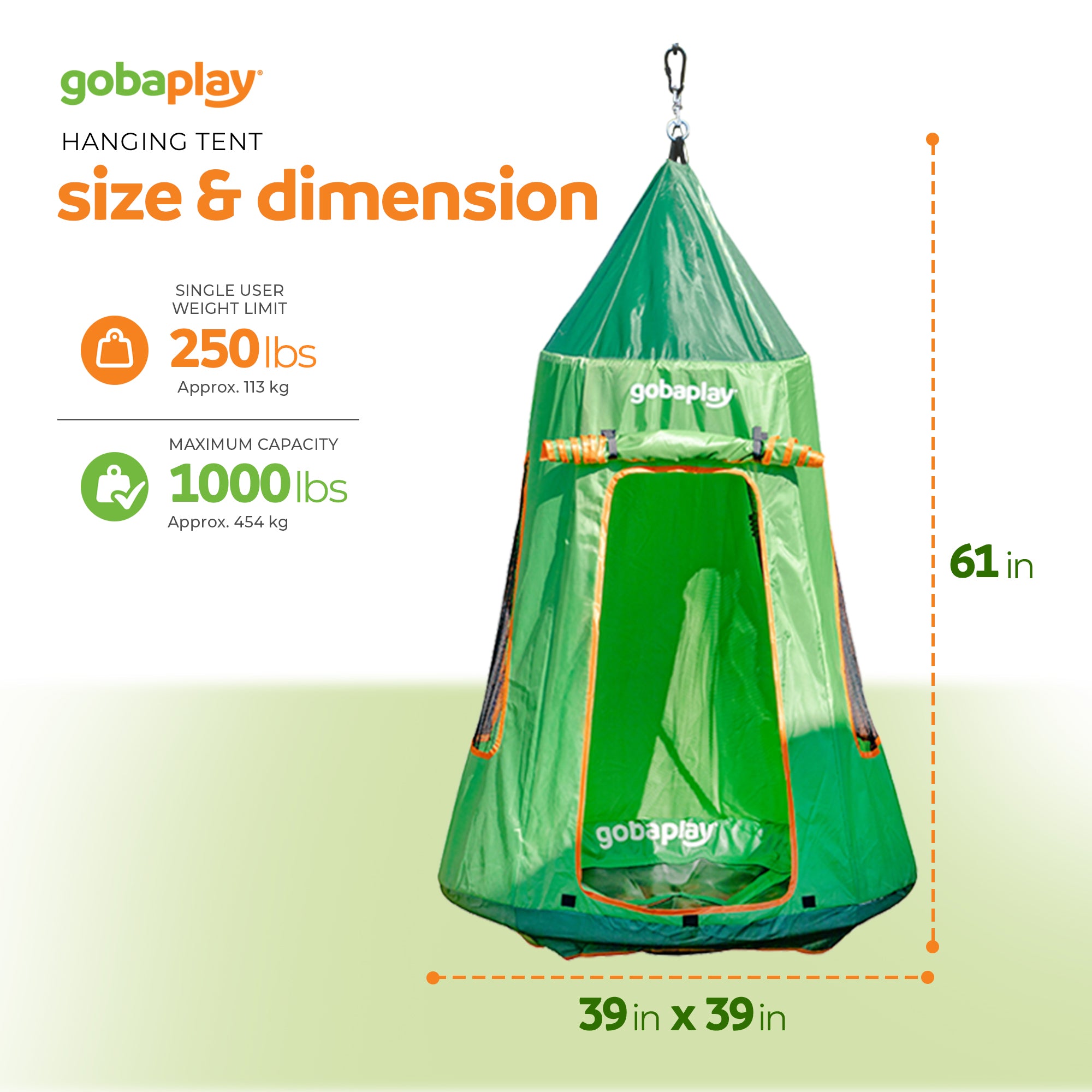 gobaplay Outdoor Frame Playground Equipment w/ 8' Extension & 39" Swing w/ Tent