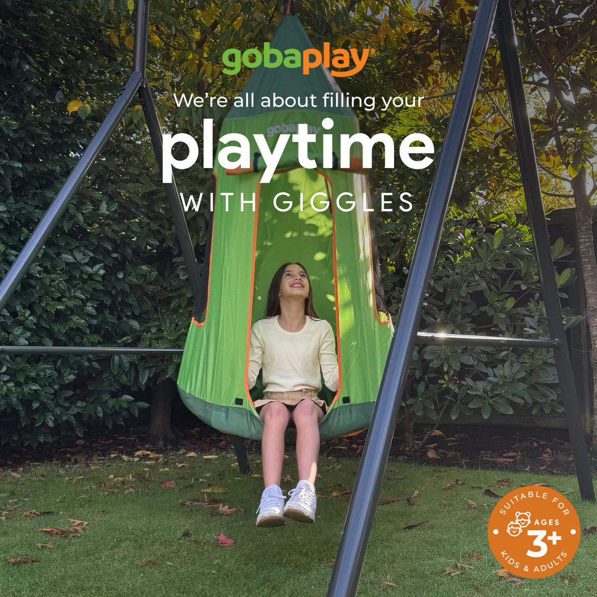 gobaplay FlyMax Saucer Tree Swing w/Tent, 39" Platform for Kids, Green (Used)