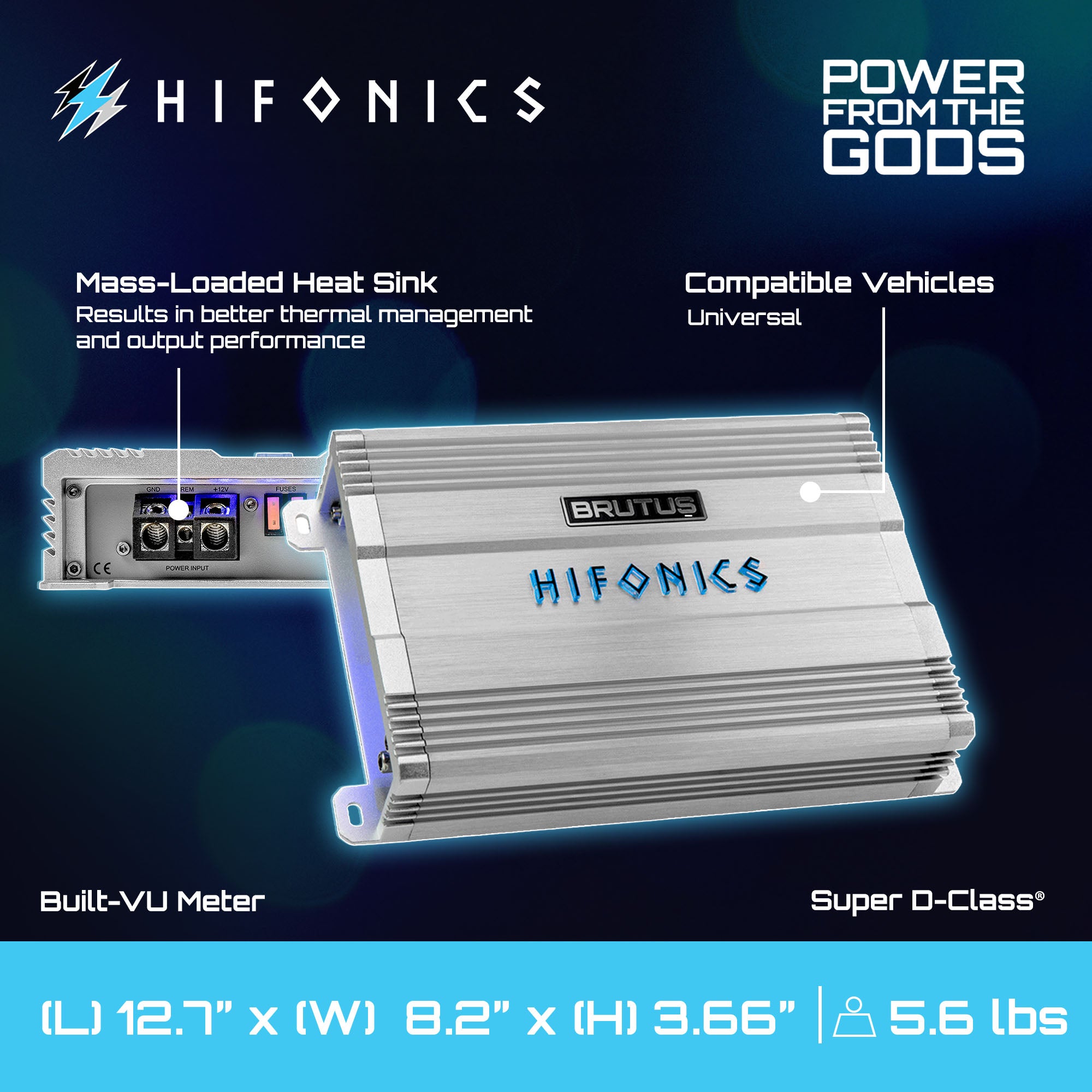 Hifonics Brutus BG 700 Watt Class D Monoblock Amplifier with Built-In UV Meter - VMInnovations