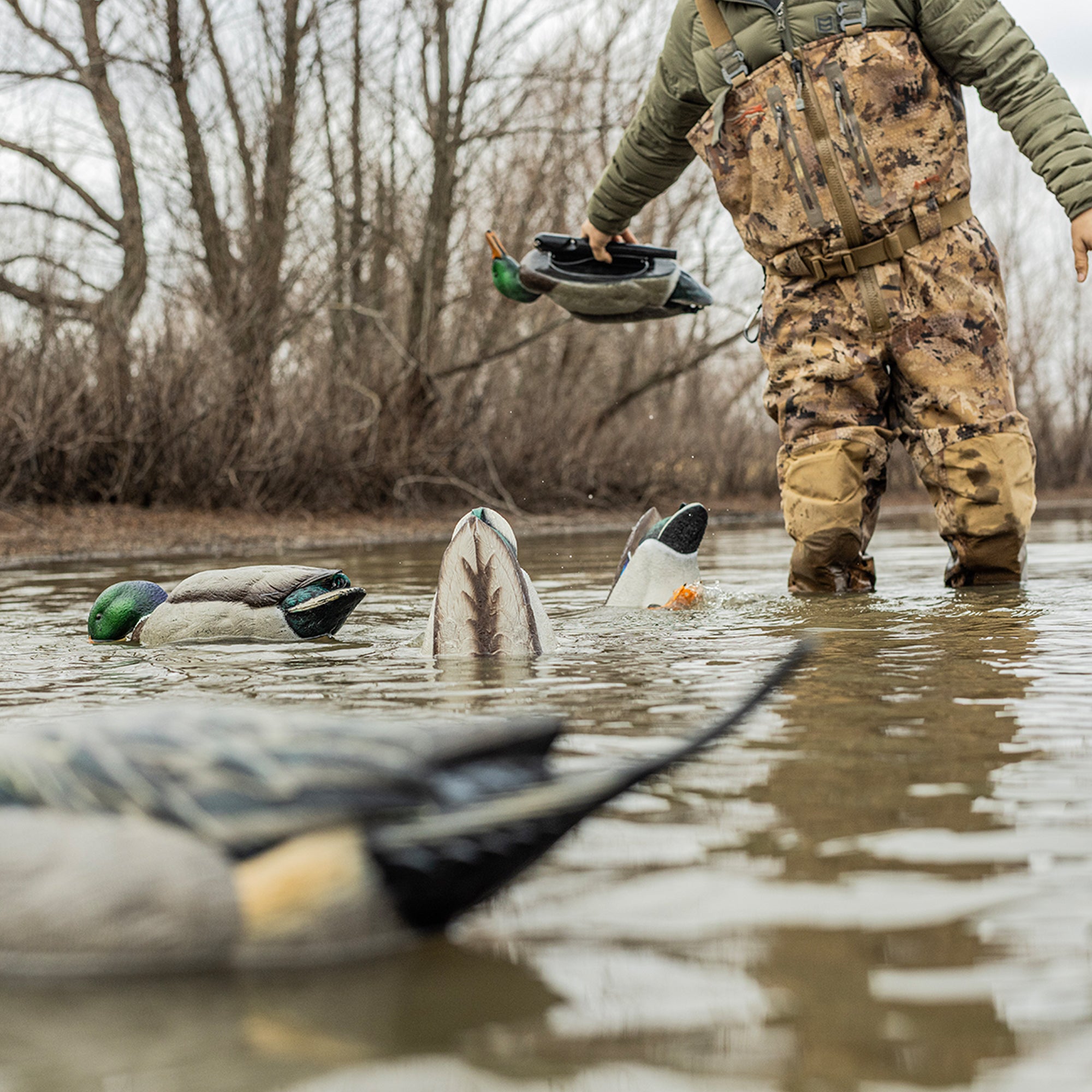 Avian-X Power Butt Kicker Drake Mallard/Hen Motion Duck Realistic Floating Decoy